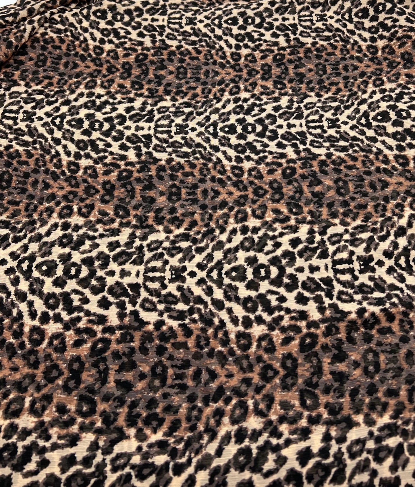 Small Brown Leopard Animal Printed Chiffon Dress Fabric - T9 Fabrics