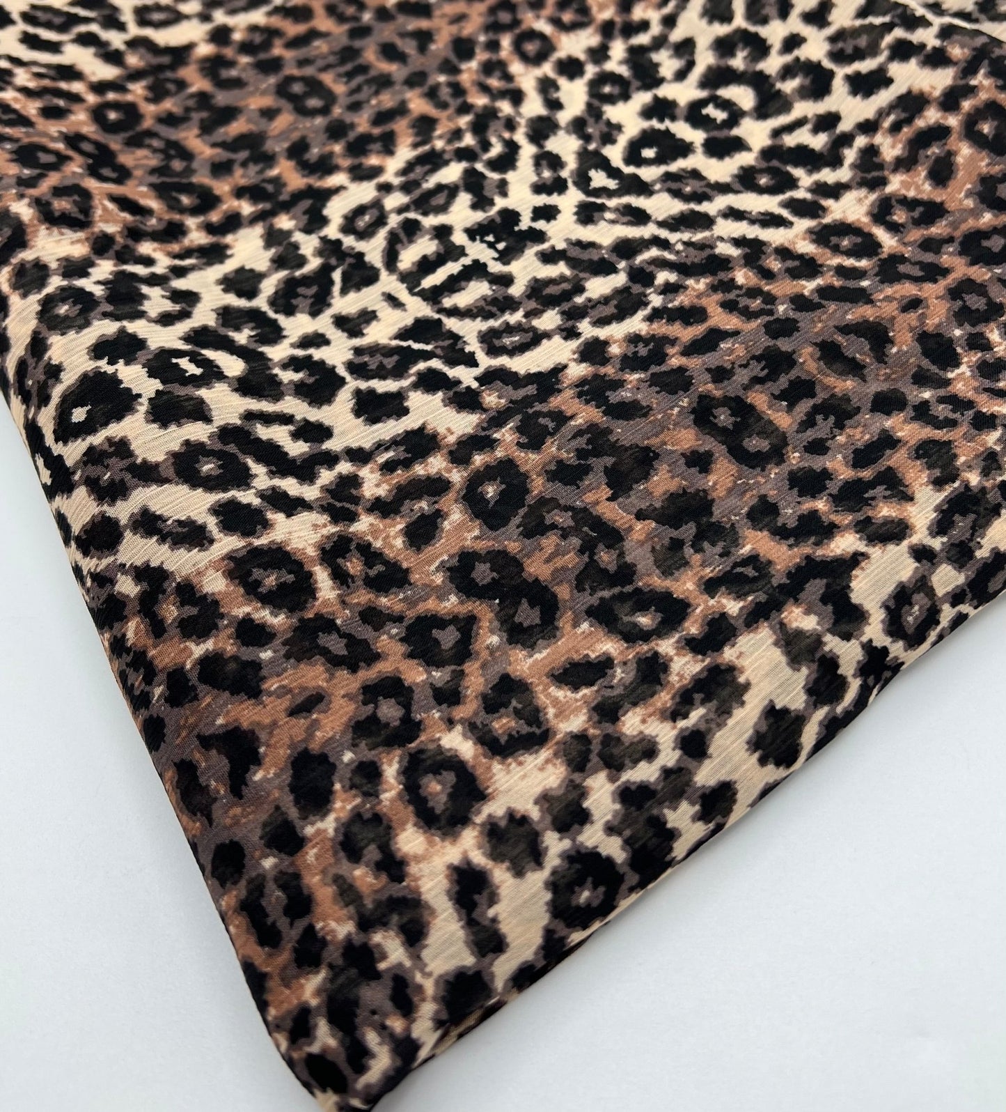 Small Brown Leopard Animal Printed Chiffon Dress Fabric - T9 Fabrics