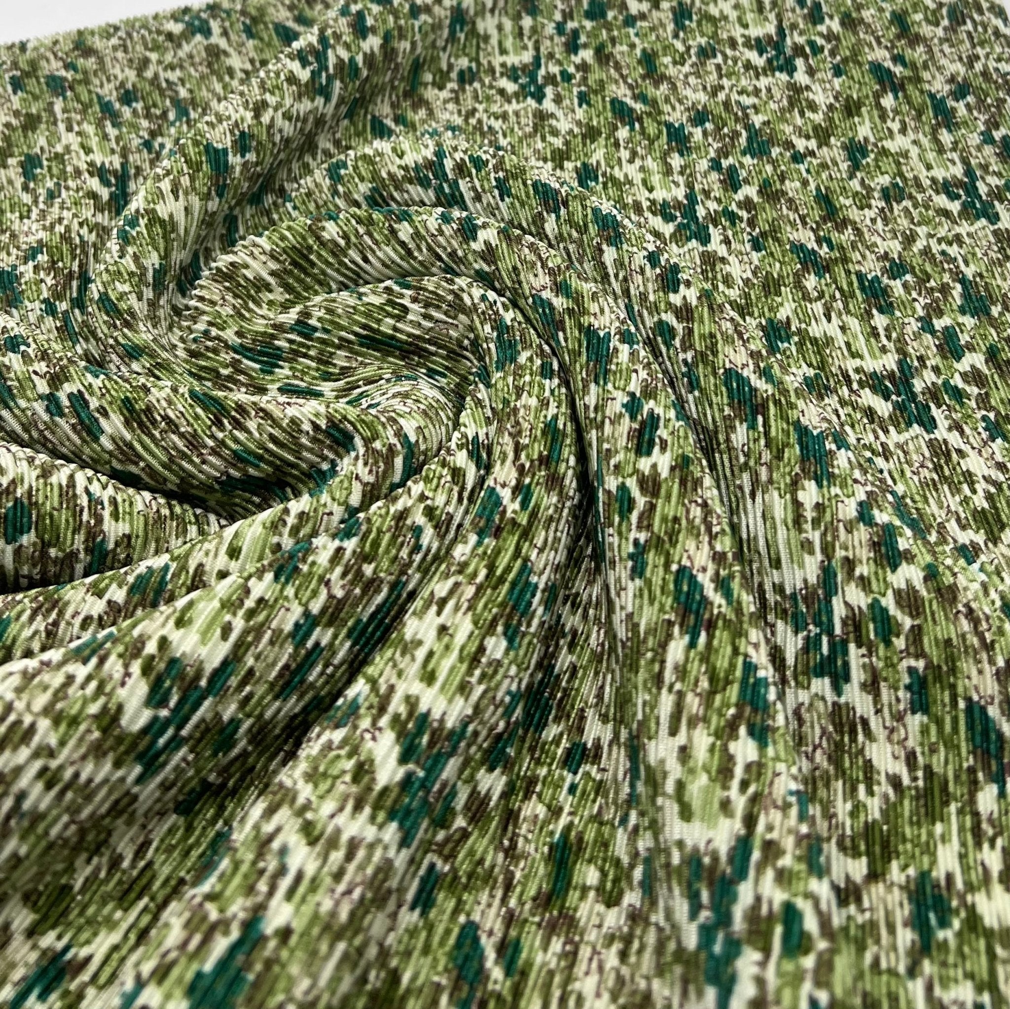 Small Camo Mix Print Plisse Pleated Stretch Fabric - T9 Fabrics