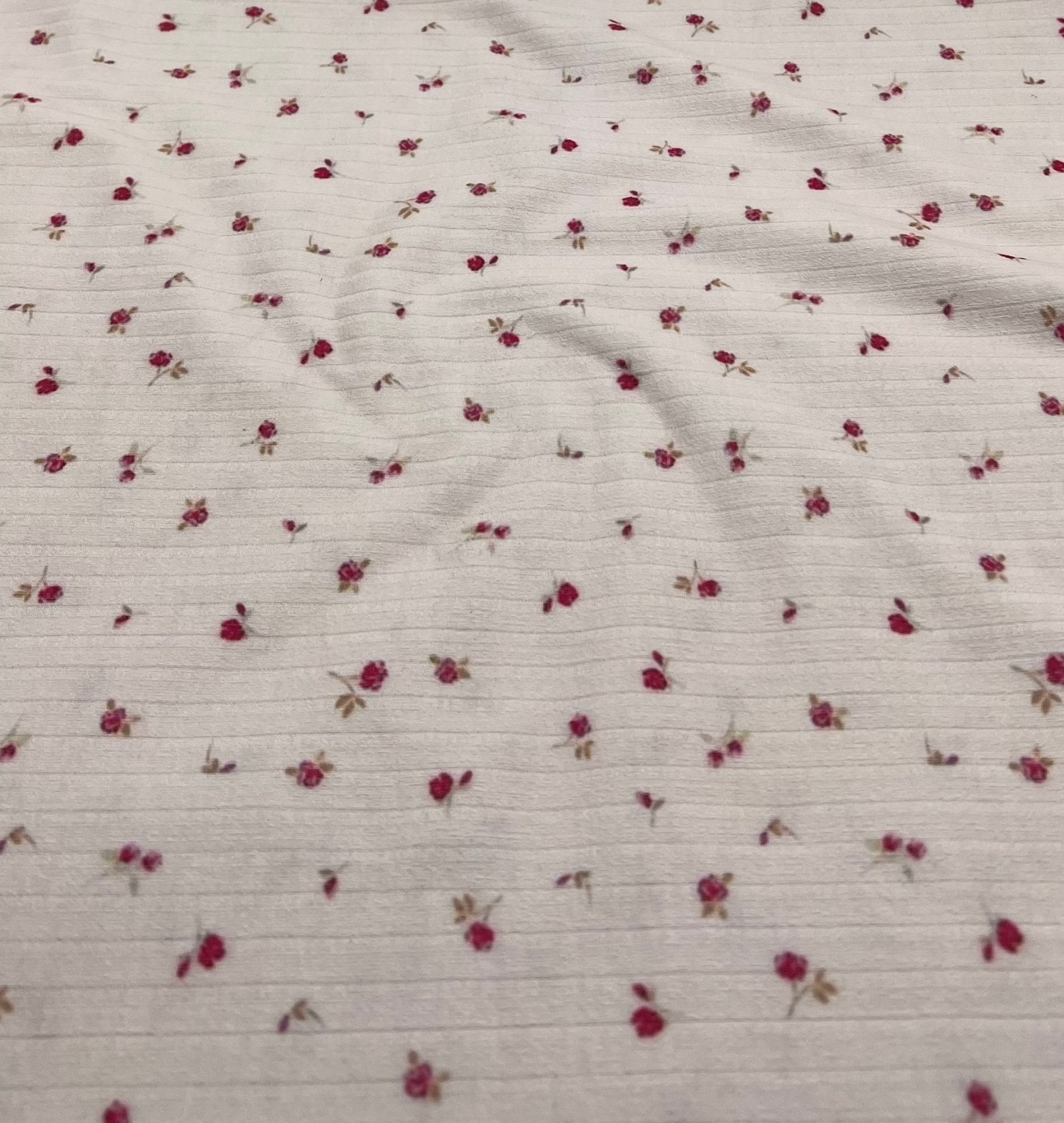 Soft Pink Ditsy Floral Ditsy Print 8x4 Wide Rib Stretch Fabric - T9 Fabrics