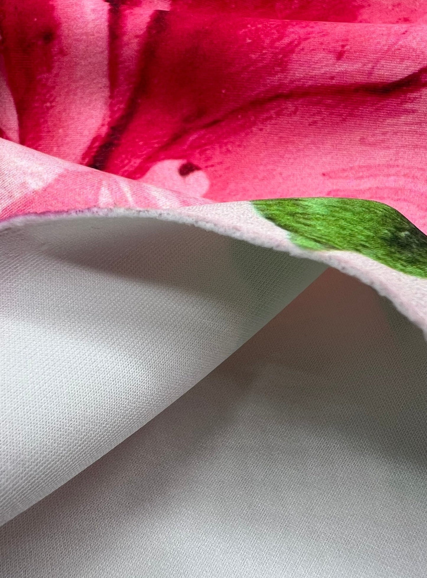 Soft Pink Floral Printed Plain Scuba 4 Way Stretch Jersey Fabric - T9 Fabrics