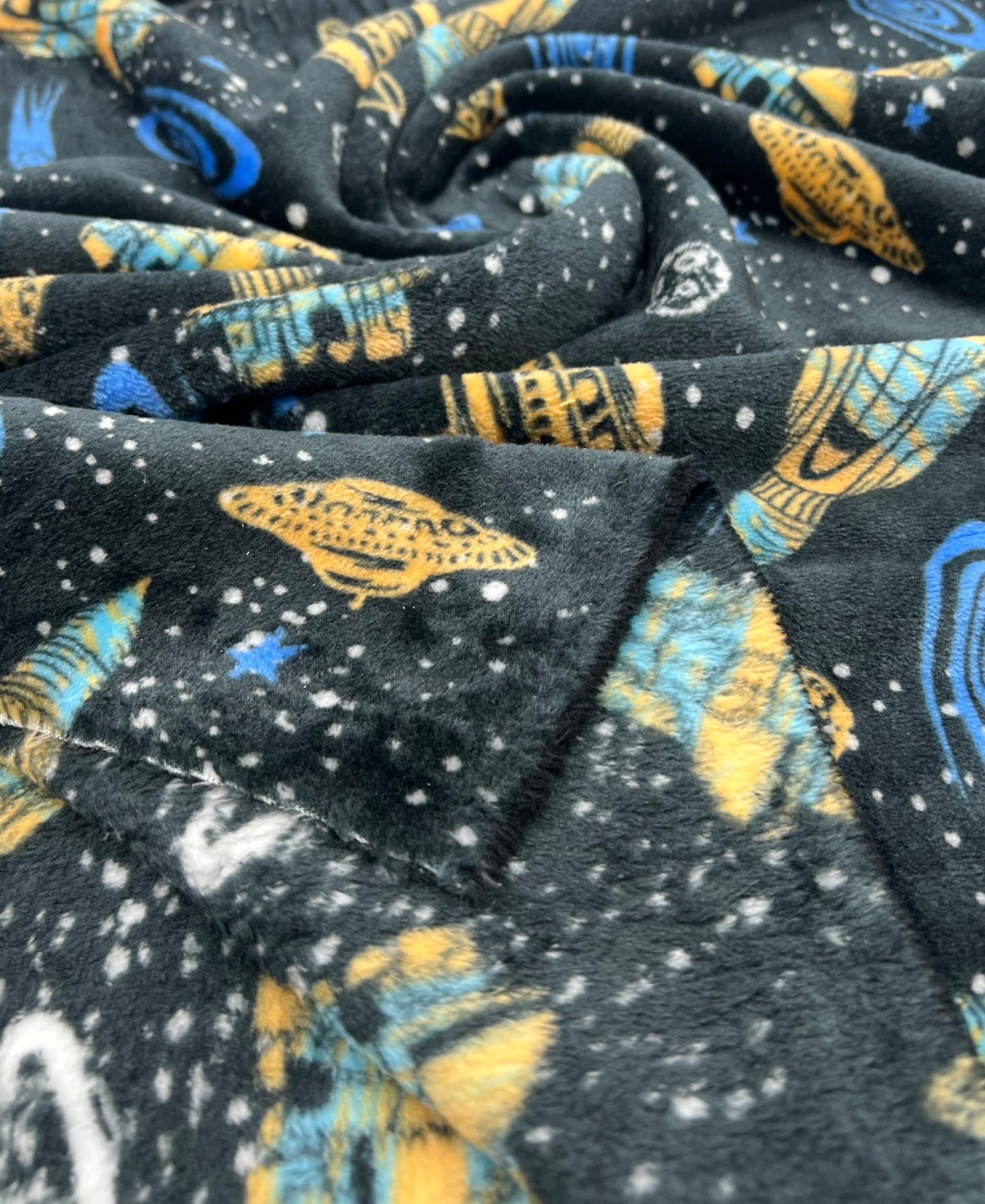 Space Age Cuddle Fleece Fabric Blanket Loungewear - T9 Fabrics