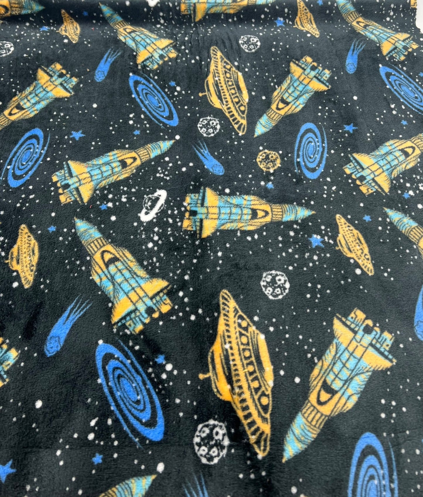 Space Age Cuddle Fleece Fabric Blanket Loungewear - T9 Fabrics