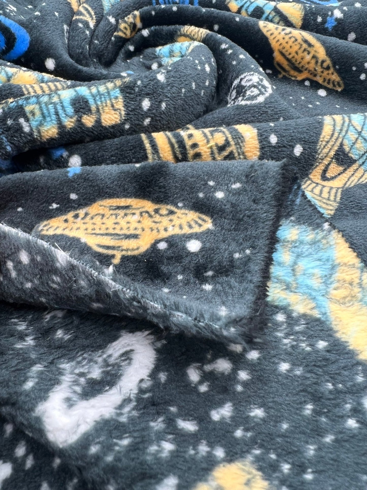 Space Age Cuddle Fleece Fabric Blanket Loungewear - T9 Fabrics