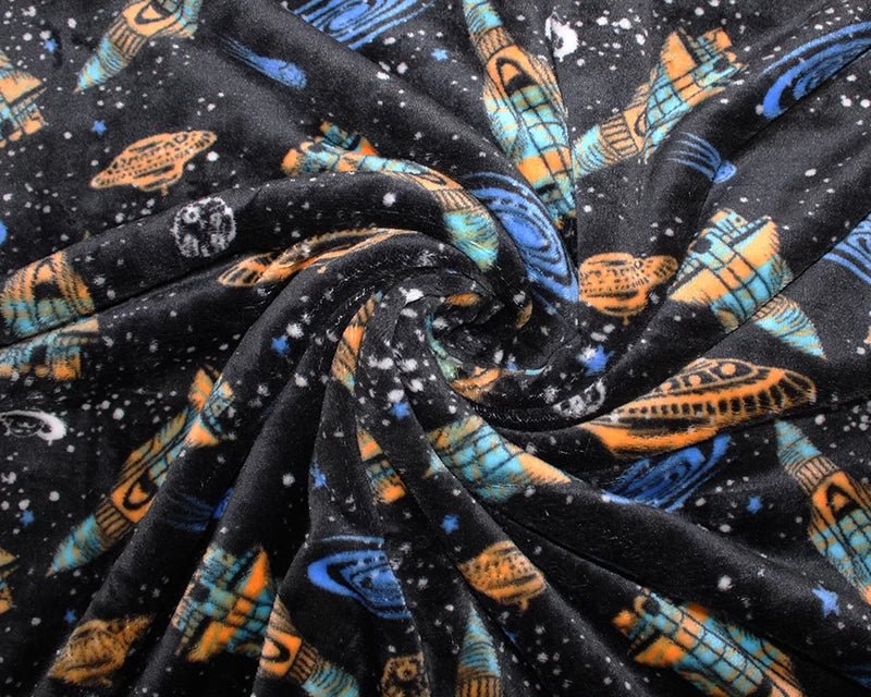 Space Age Cuddle Fleece Fabric Blanket Loungewear - T9 Fabrics