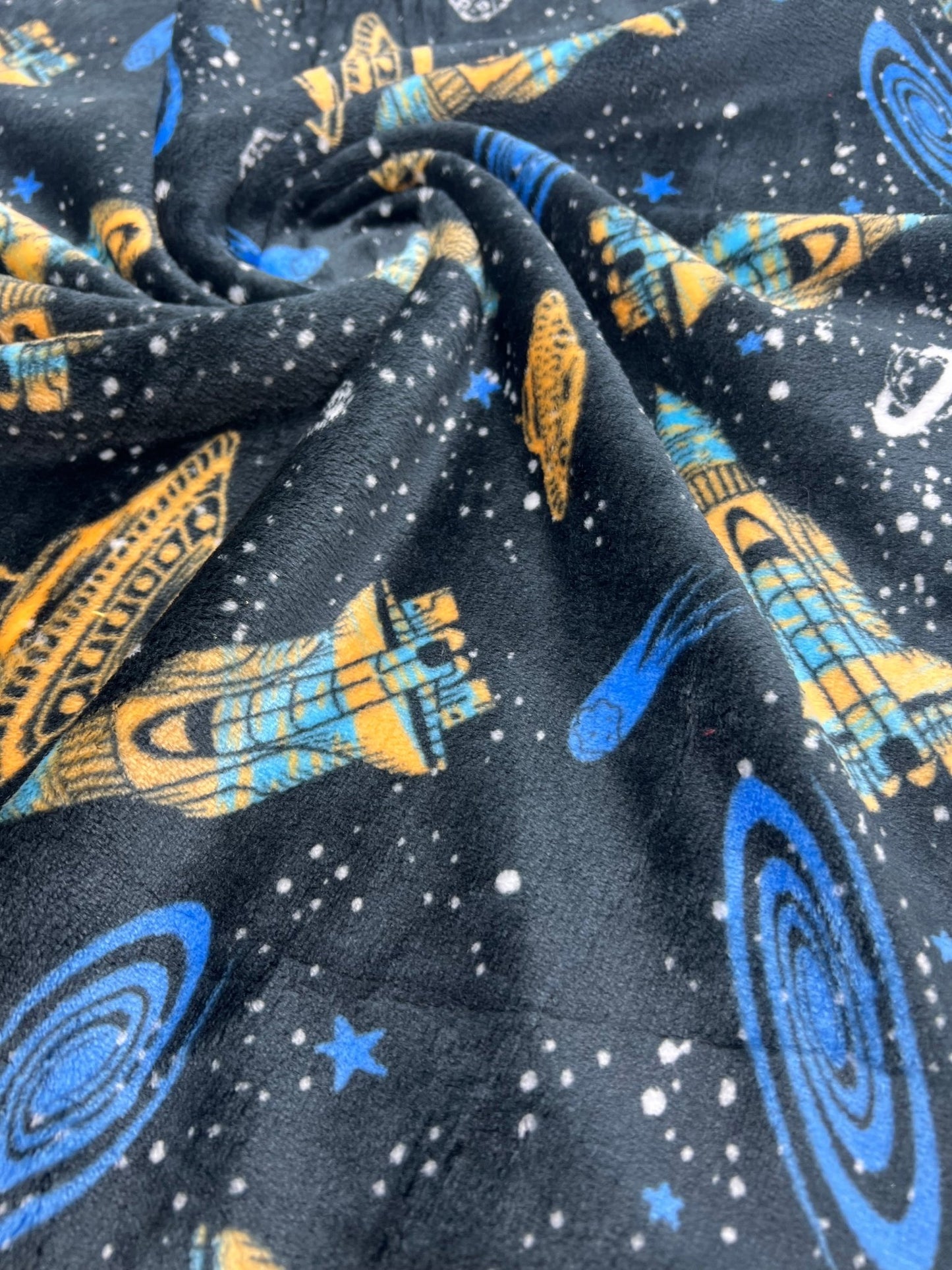 Space Age Cuddle Fleece Fabric Blanket Loungewear - T9 Fabrics
