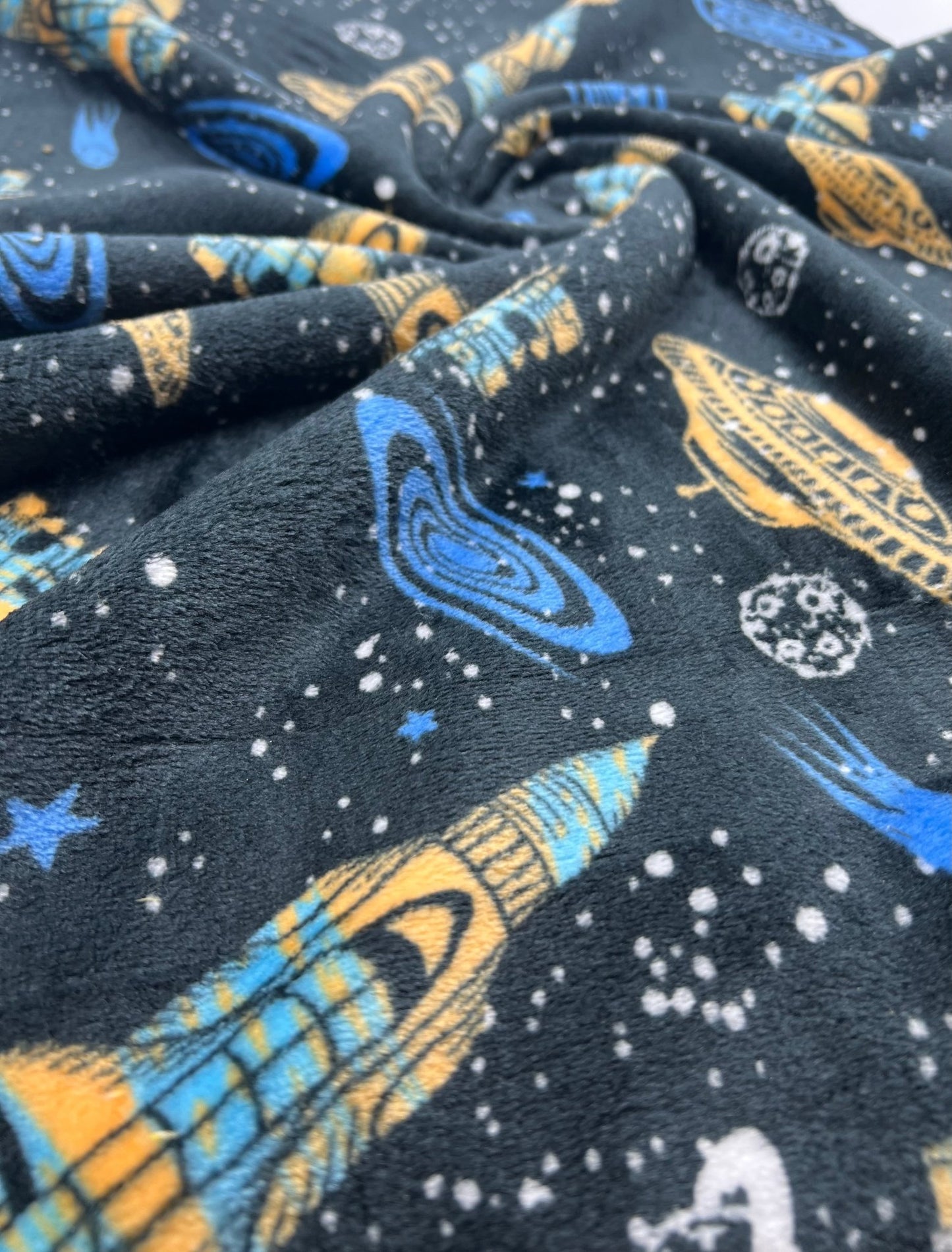 Space Age Cuddle Fleece Fabric Blanket Loungewear - T9 Fabrics