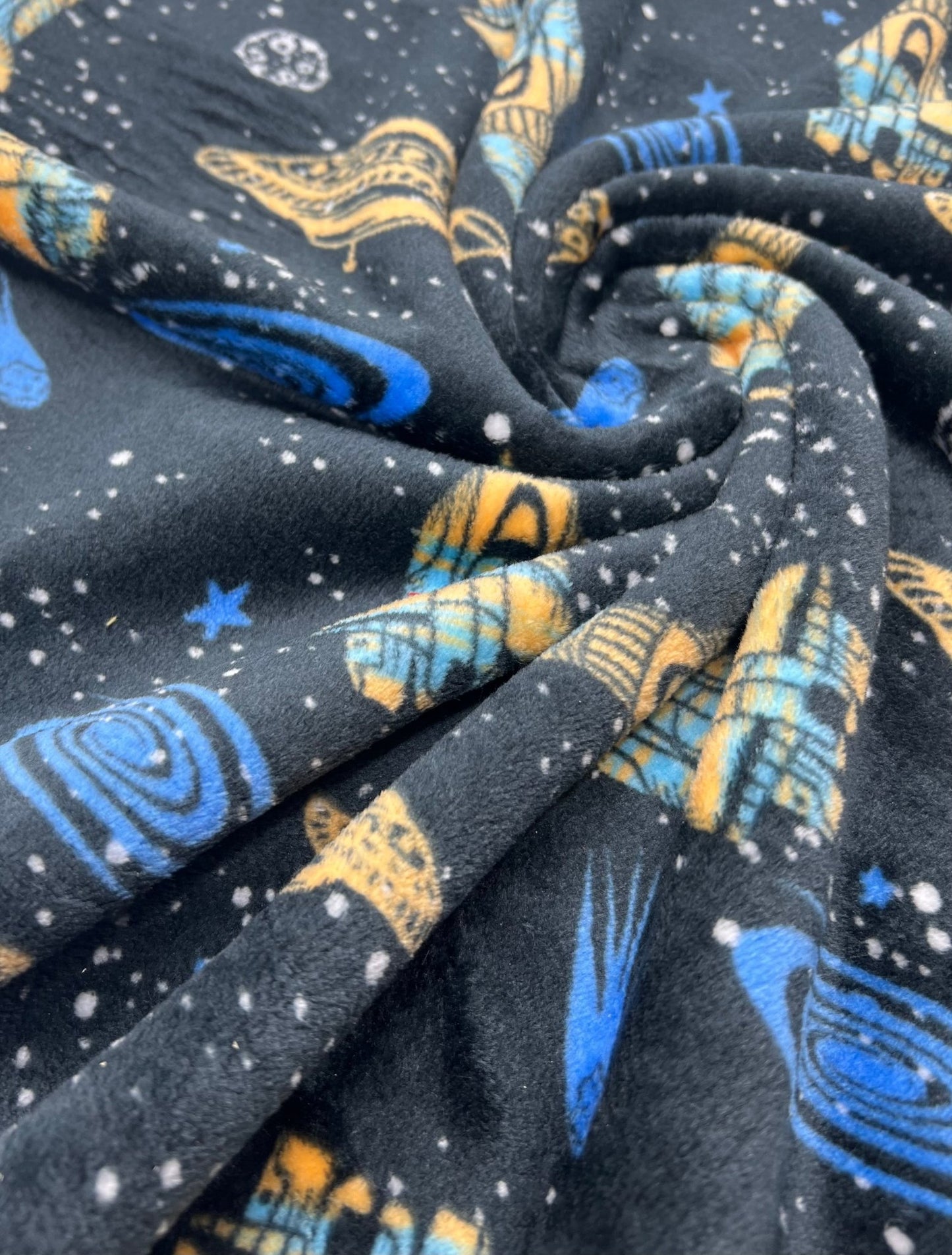 Space Age Cuddle Fleece Fabric Blanket Loungewear - T9 Fabrics