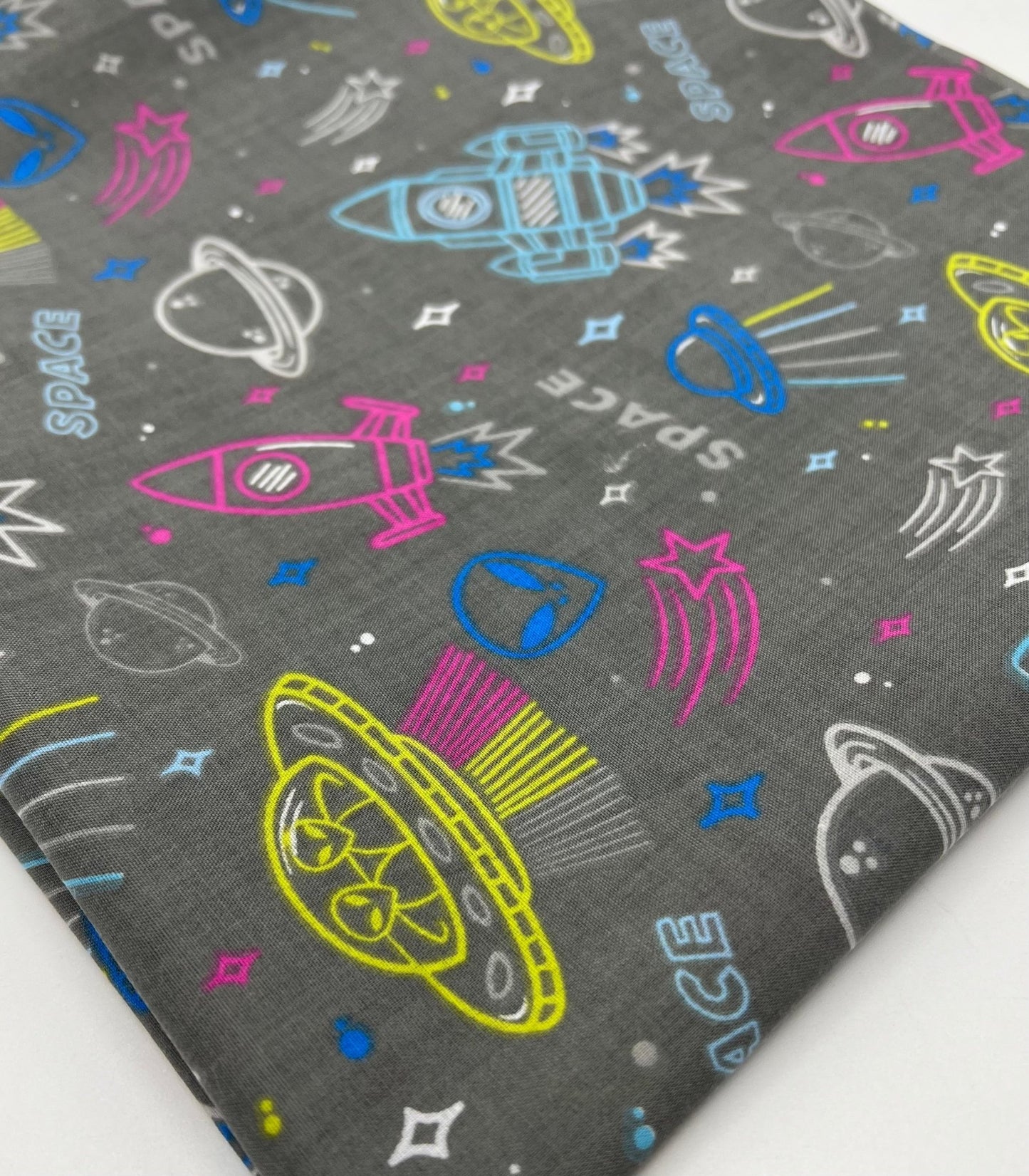 Space Jam Printed Poly Cotton 90 GSM 80/20 44 Inch Non Stretch - T9 Fabrics