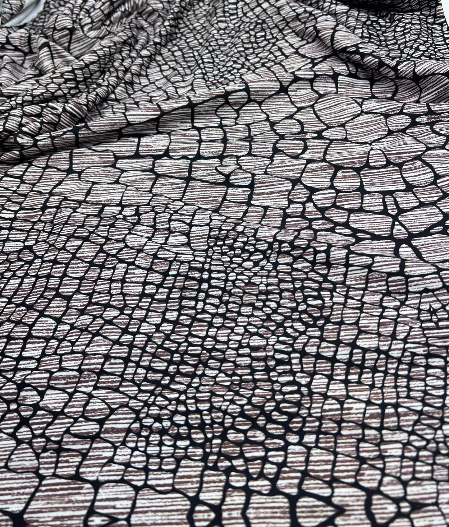 Stone Black Animal Mix Print Soft Touch 4 Way Stretch Fabric - T9 Fabrics