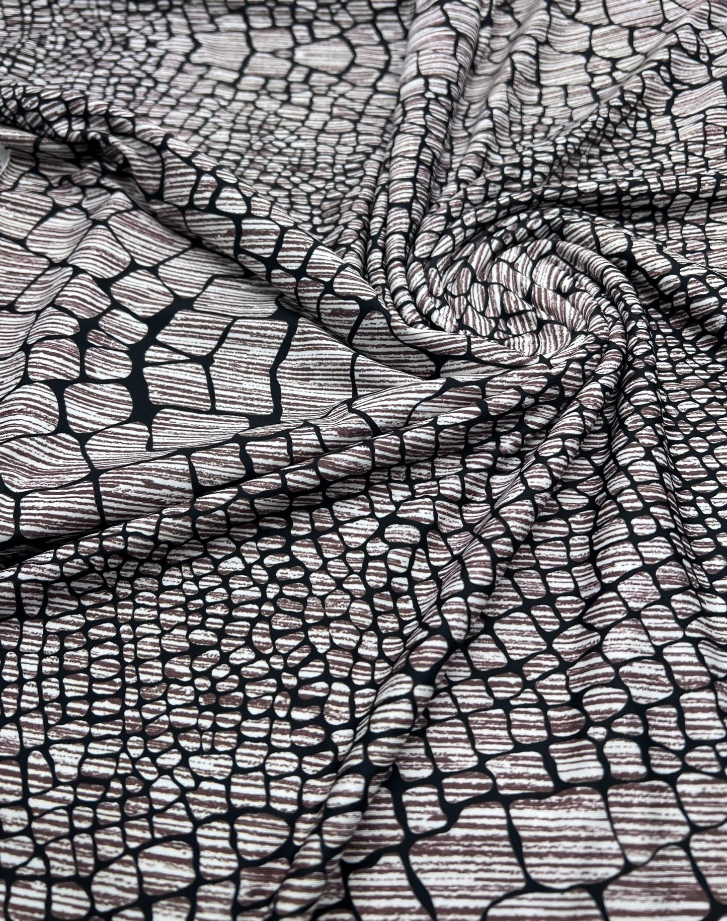 Stone Black Animal Mix Print Soft Touch 4 Way Stretch Fabric - T9 Fabrics