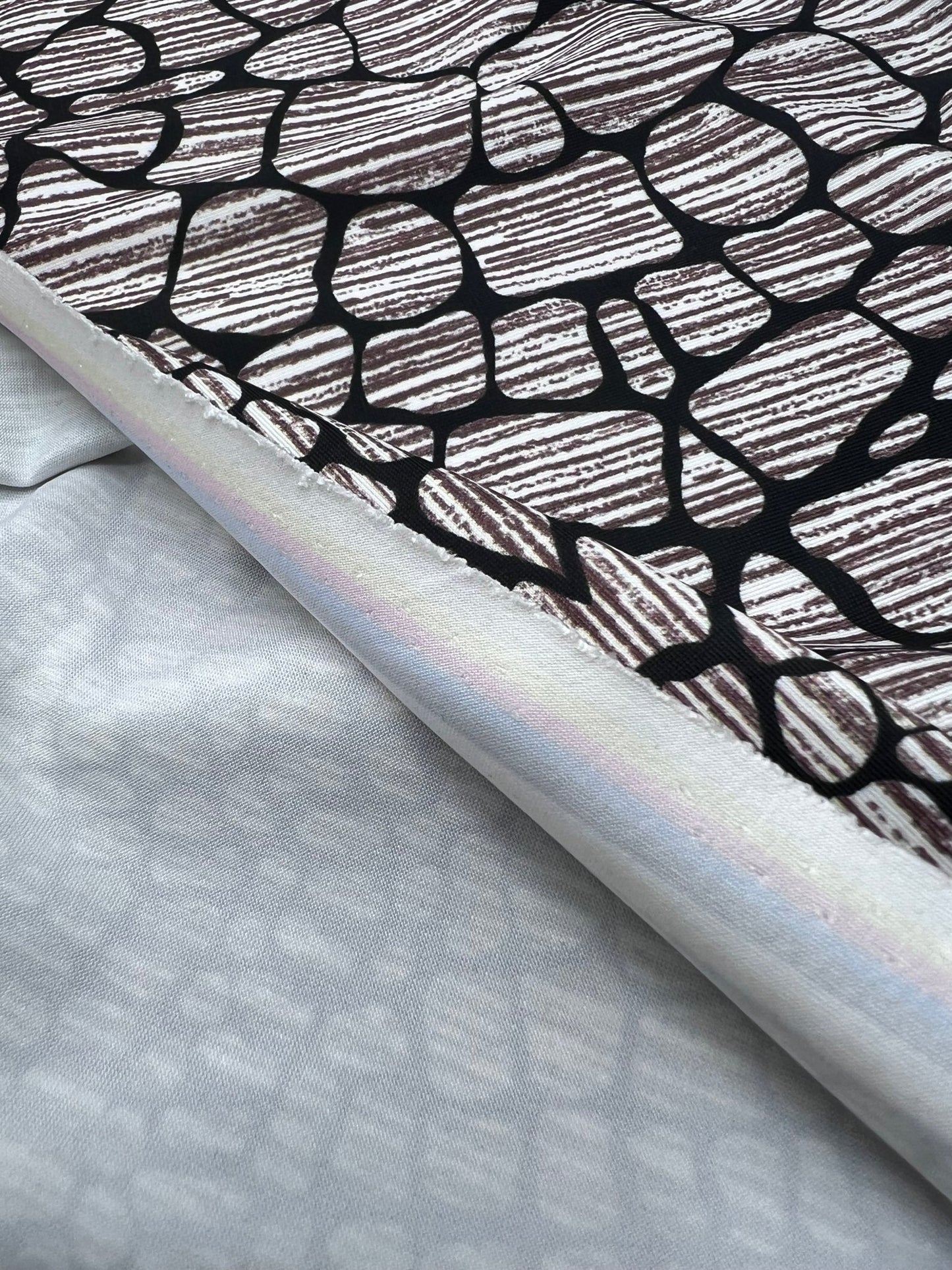 Stone Black Animal Mix Print Soft Touch 4 Way Stretch Fabric - T9 Fabrics