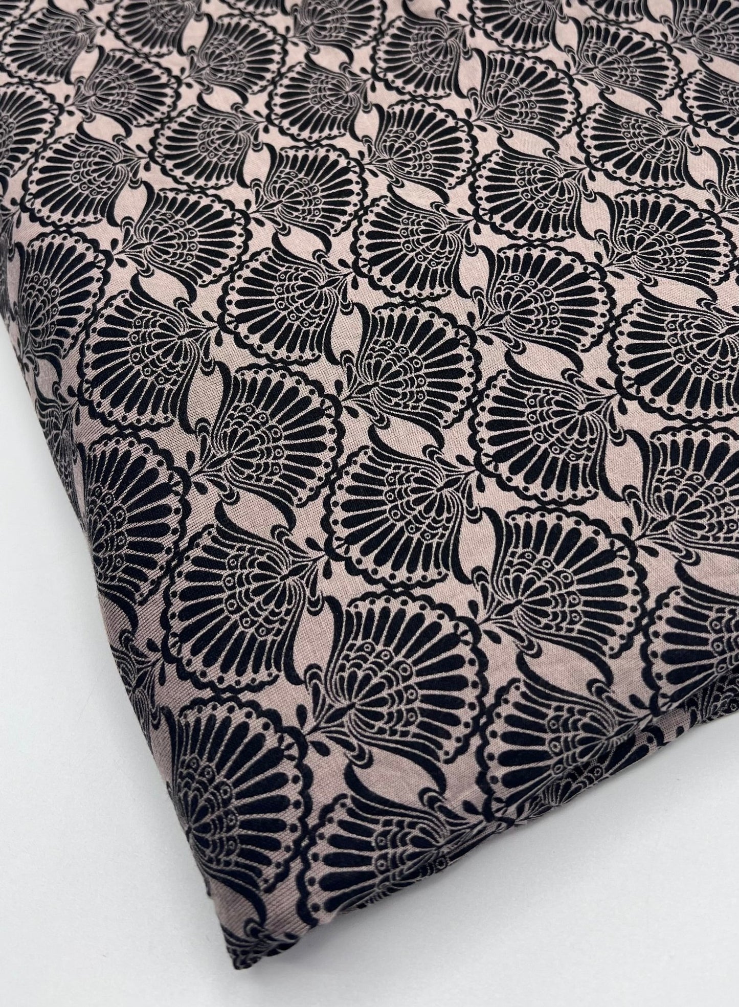 Stone Black Printed Viscose Elastane 4 Way Stretch Fabric - T9 Fabrics