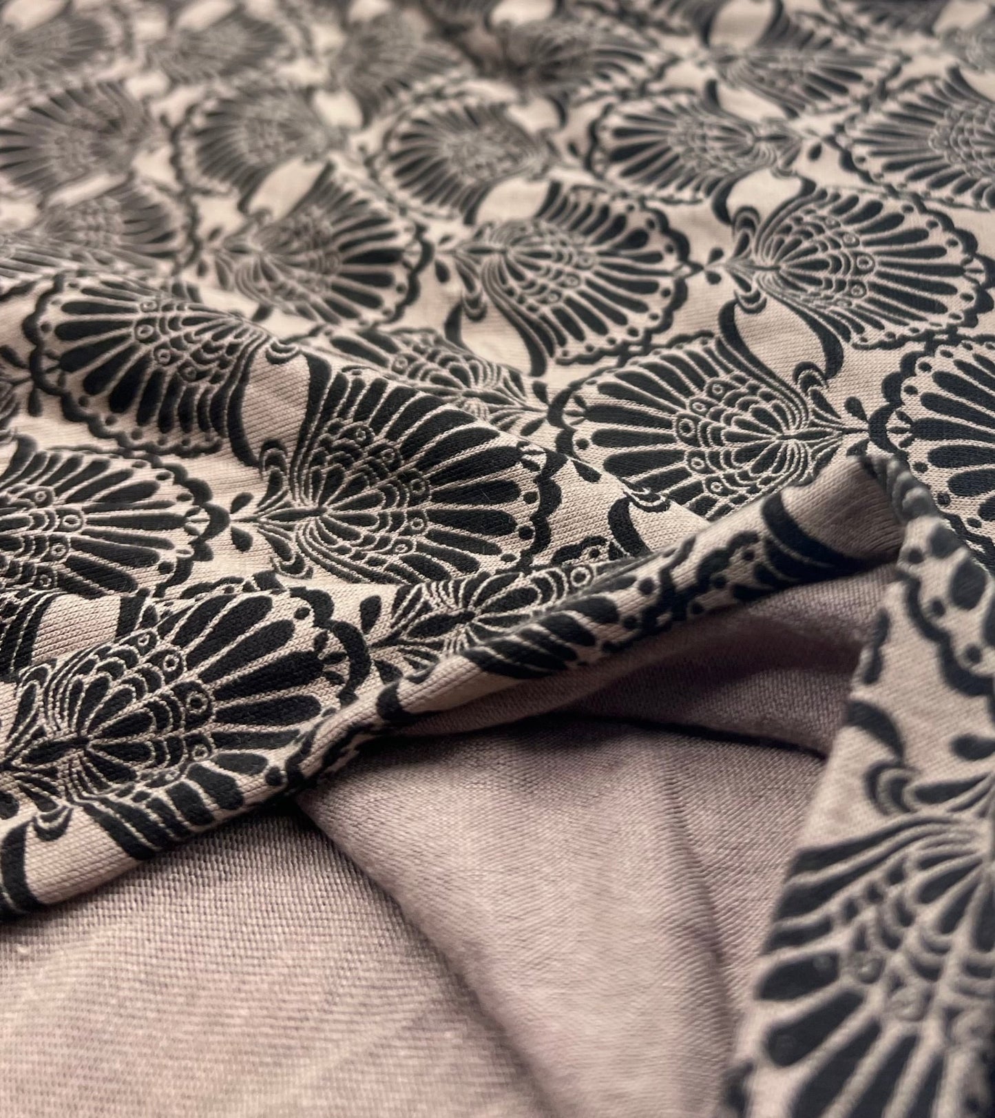 Stone Black Printed Viscose Elastane 4 Way Stretch Fabric - T9 Fabrics