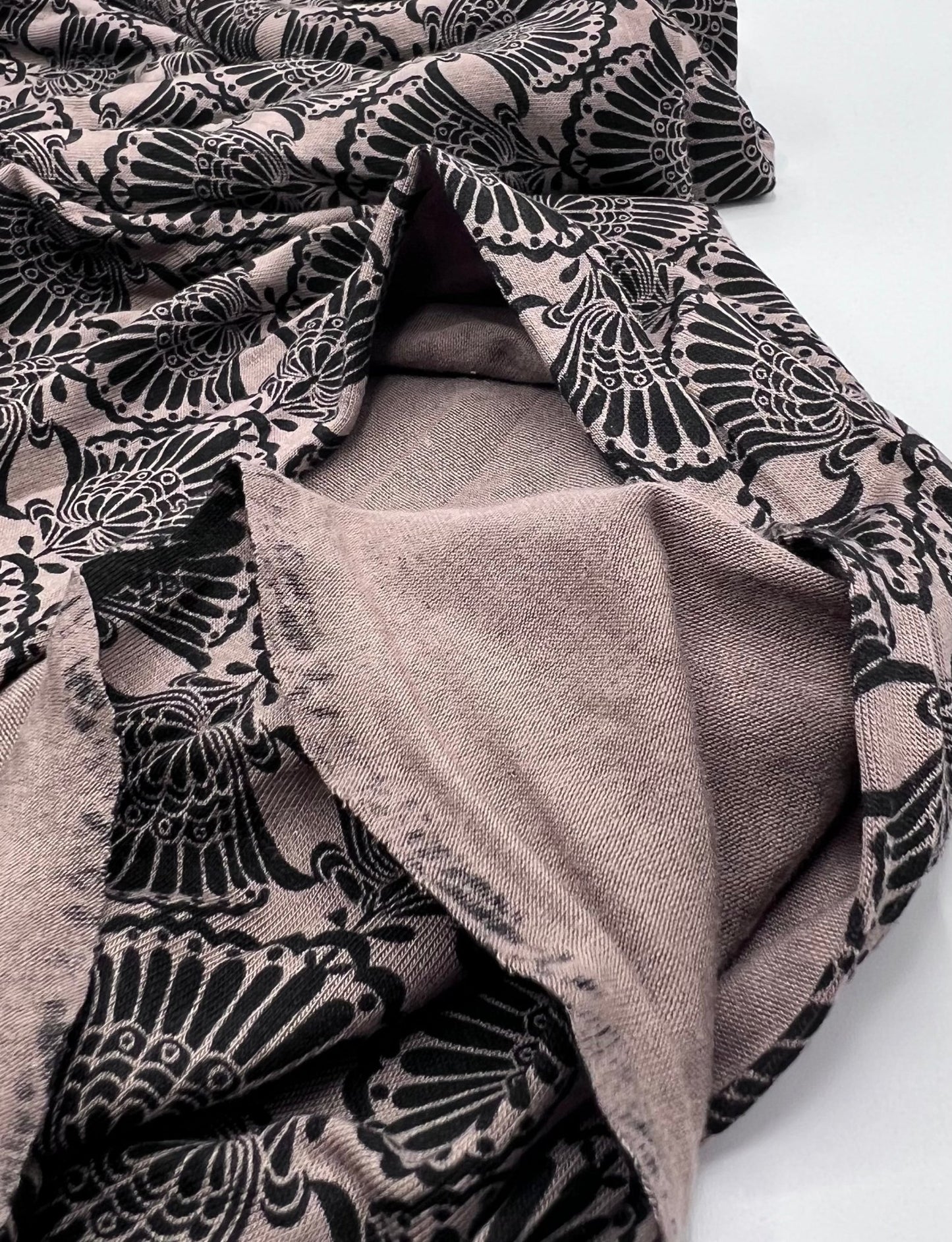 Stone Black Printed Viscose Elastane 4 Way Stretch Fabric - T9 Fabrics