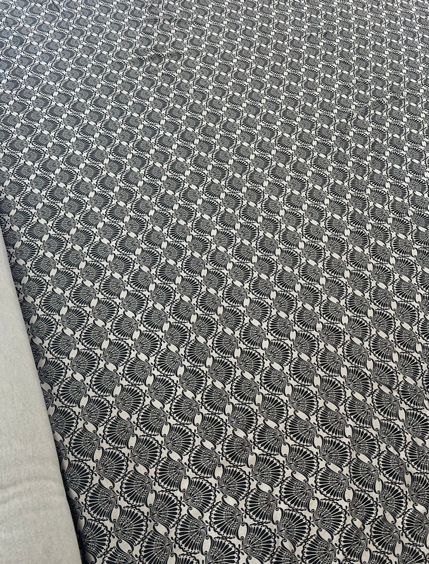 Stone Black Printed Viscose Elastane 4 Way Stretch Fabric - T9 Fabrics
