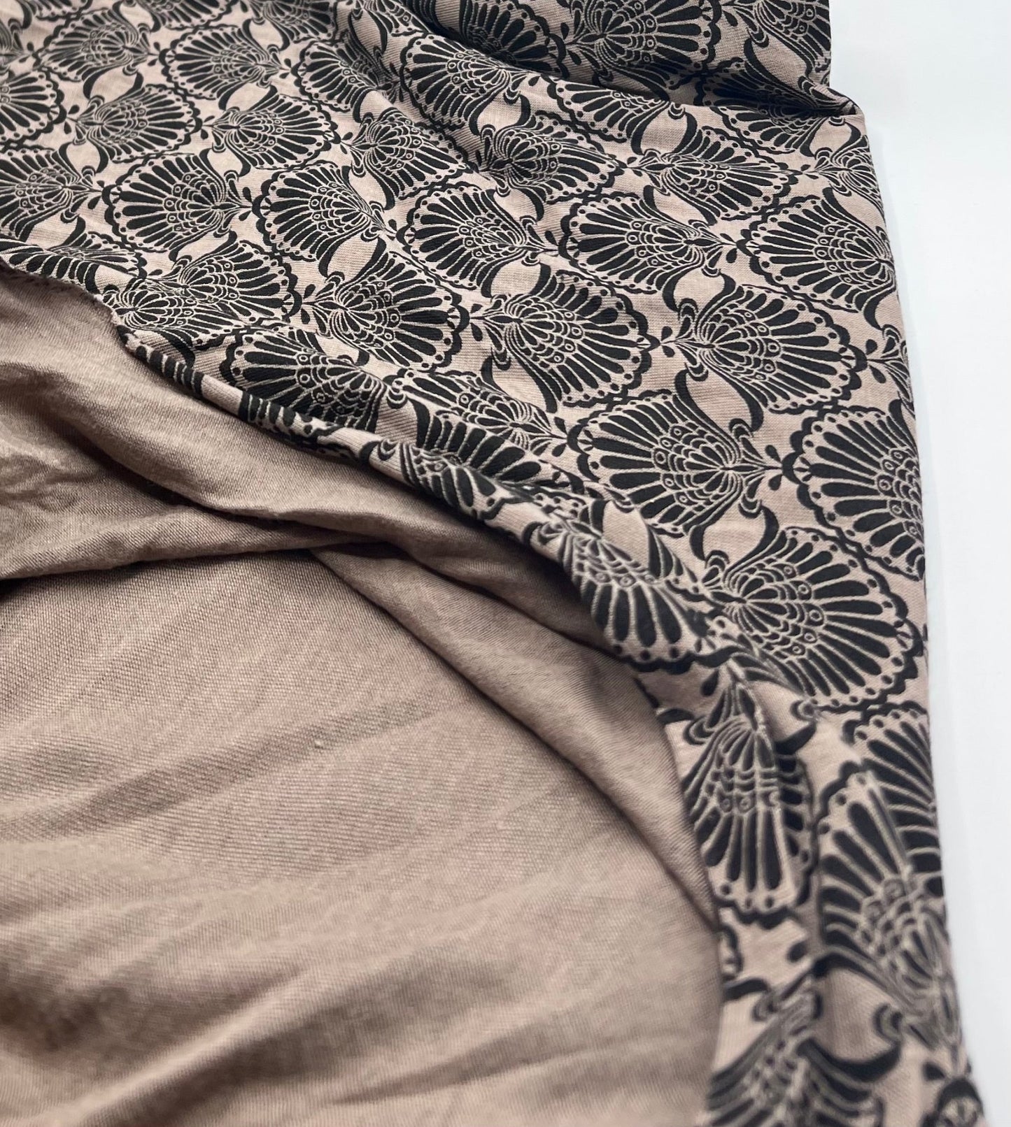 Stone Black Printed Viscose Elastane 4 Way Stretch Fabric - T9 Fabrics