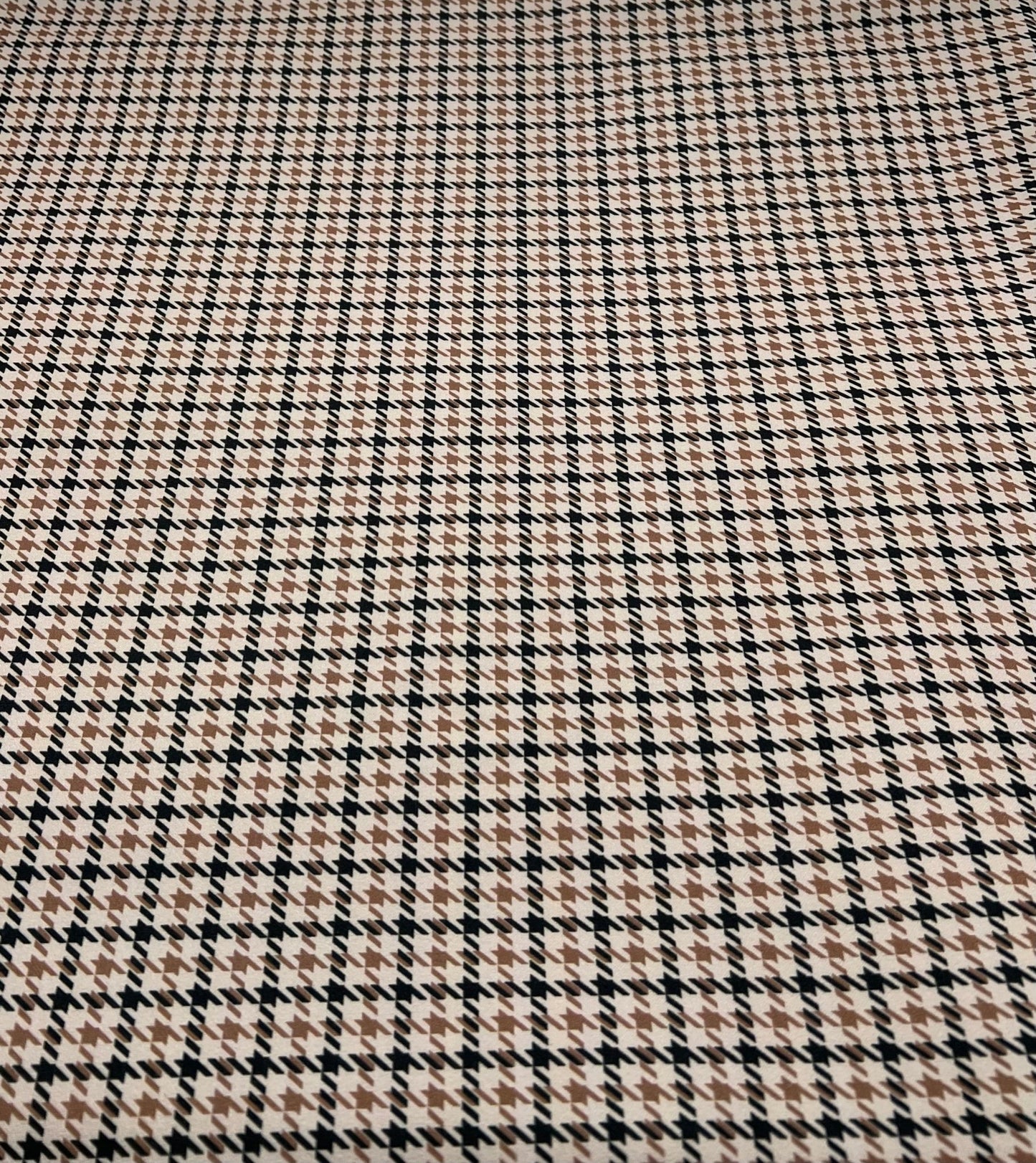 Stone Dogtooth Printed Scuba Crepe Jersey Fabric 4 Way Stretch - T9 Fabrics