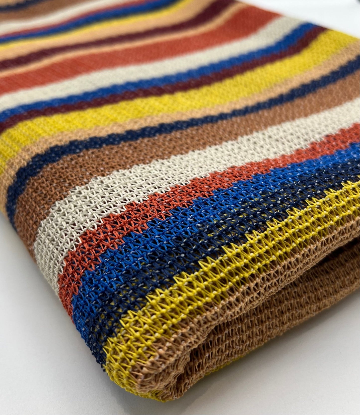 Stone Multi Stripe Textured Knitted 2 Way Stretch Fabric - T9 Fabrics