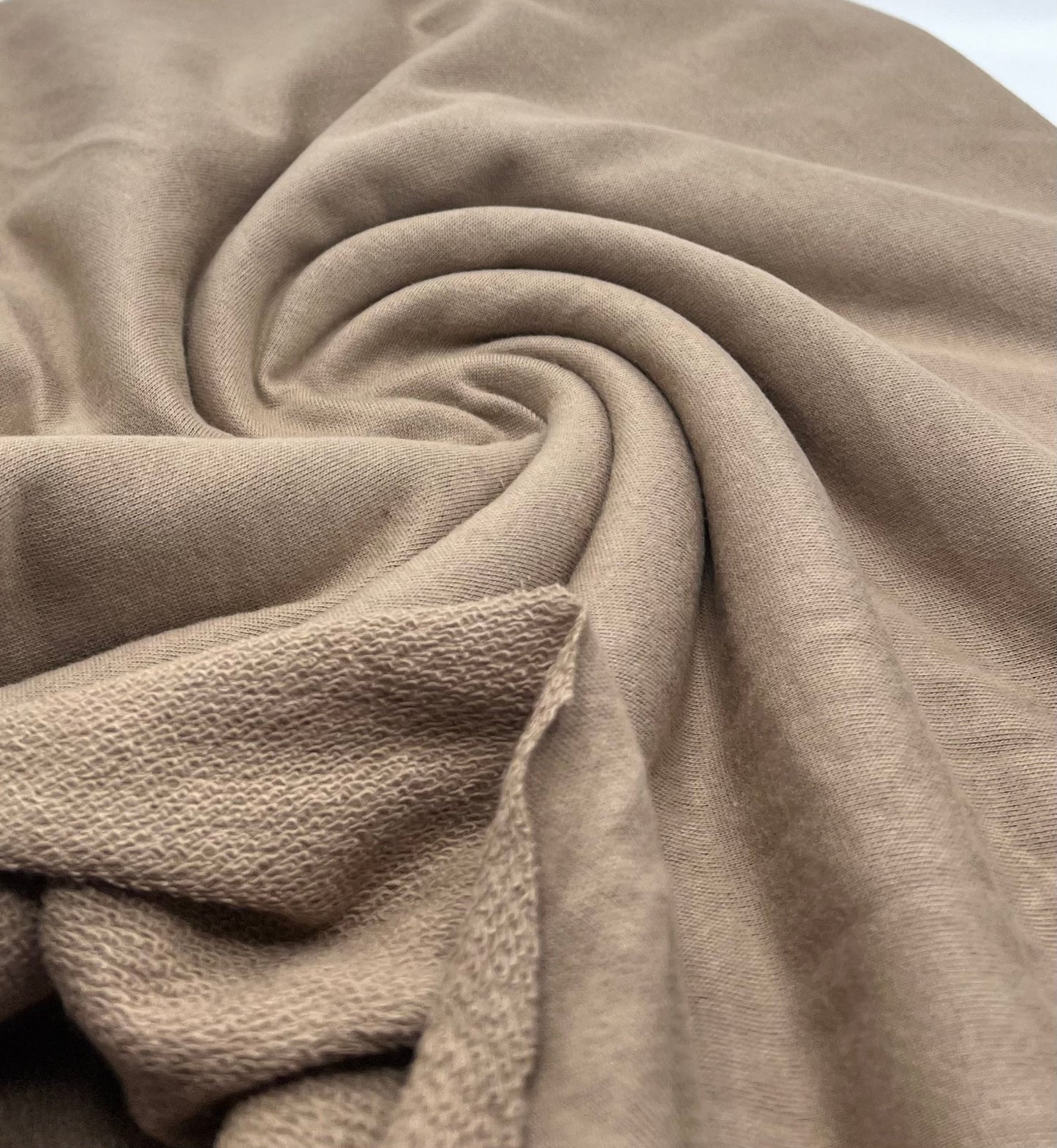 Stone Thick French Terry Loopback Cotton Jersey 290 GSM 95/5 Lycra 2 Way Stretch - T9 Fabrics