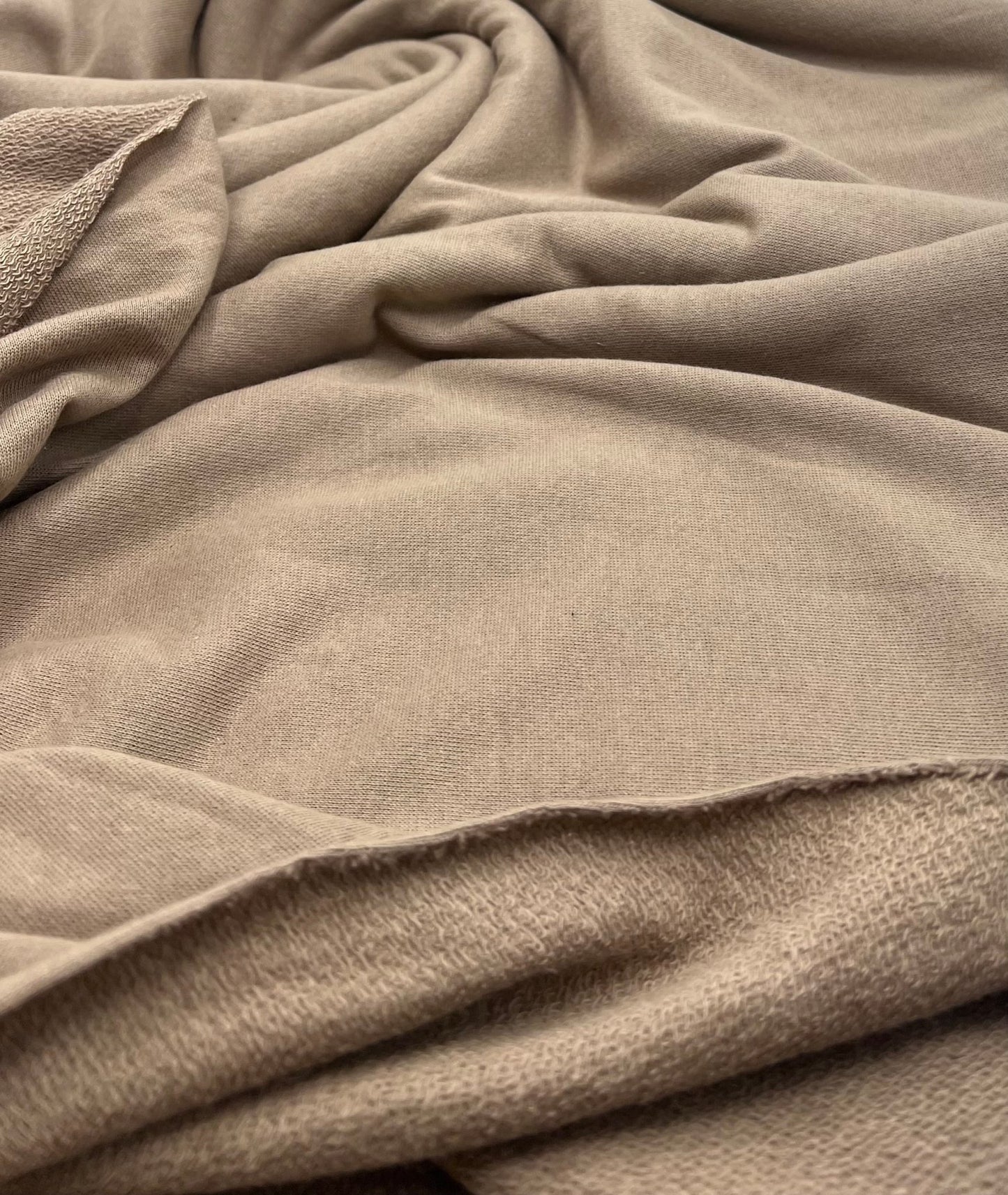 Stone Thick French Terry Loopback Cotton Jersey 290 GSM 95/5 Lycra 2 Way Stretch - T9 Fabrics