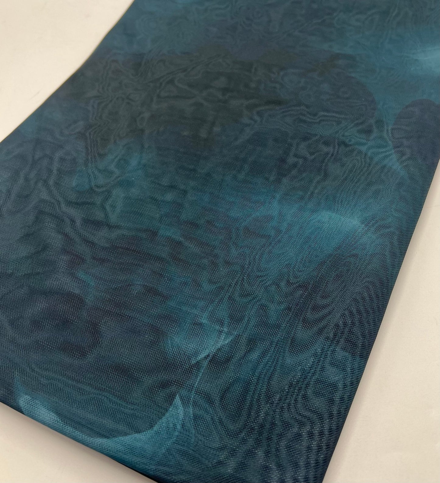 Teal Green Tie Dye Print Mesh Fabric Stretch - T9 Fabrics
