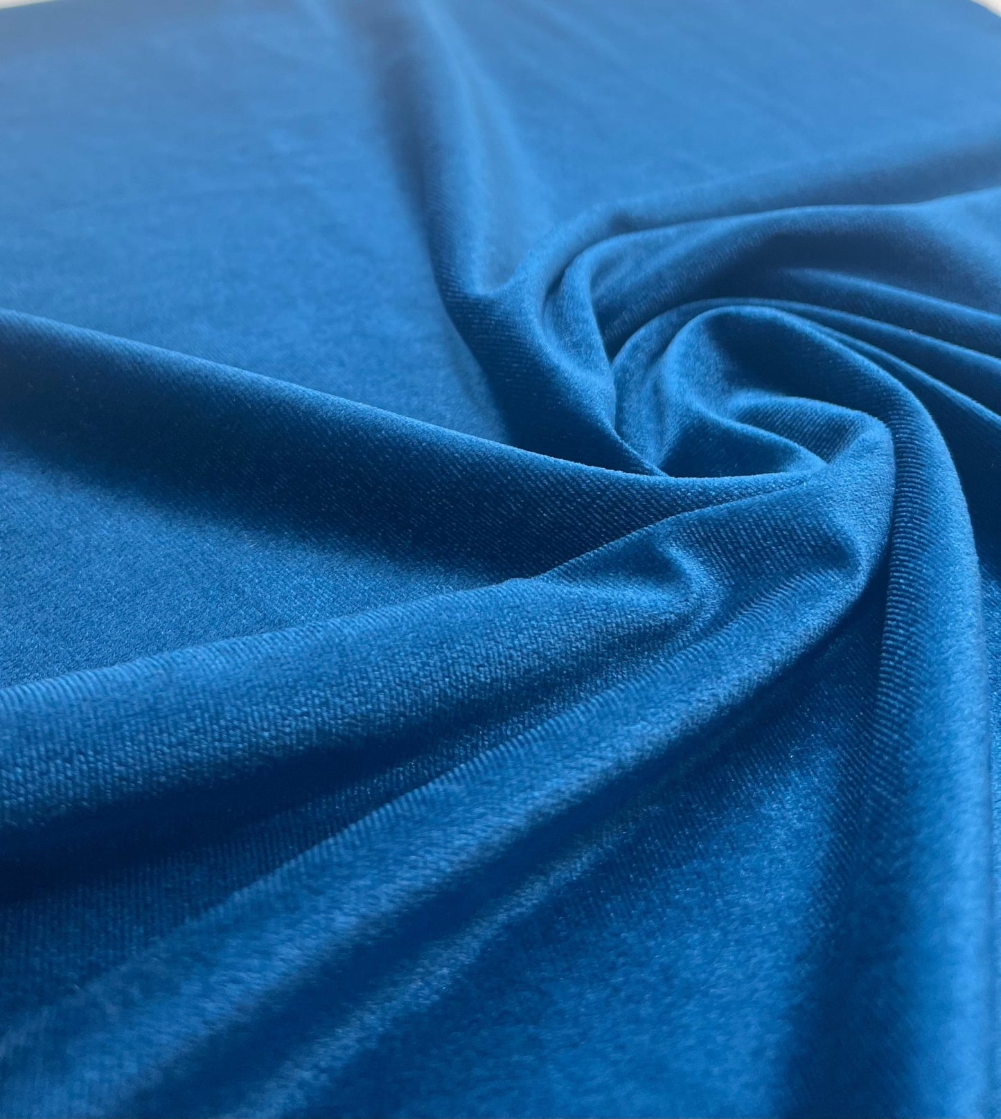 Teal Plain Velour Spandex Stretch Fabric - T9 Fabrics