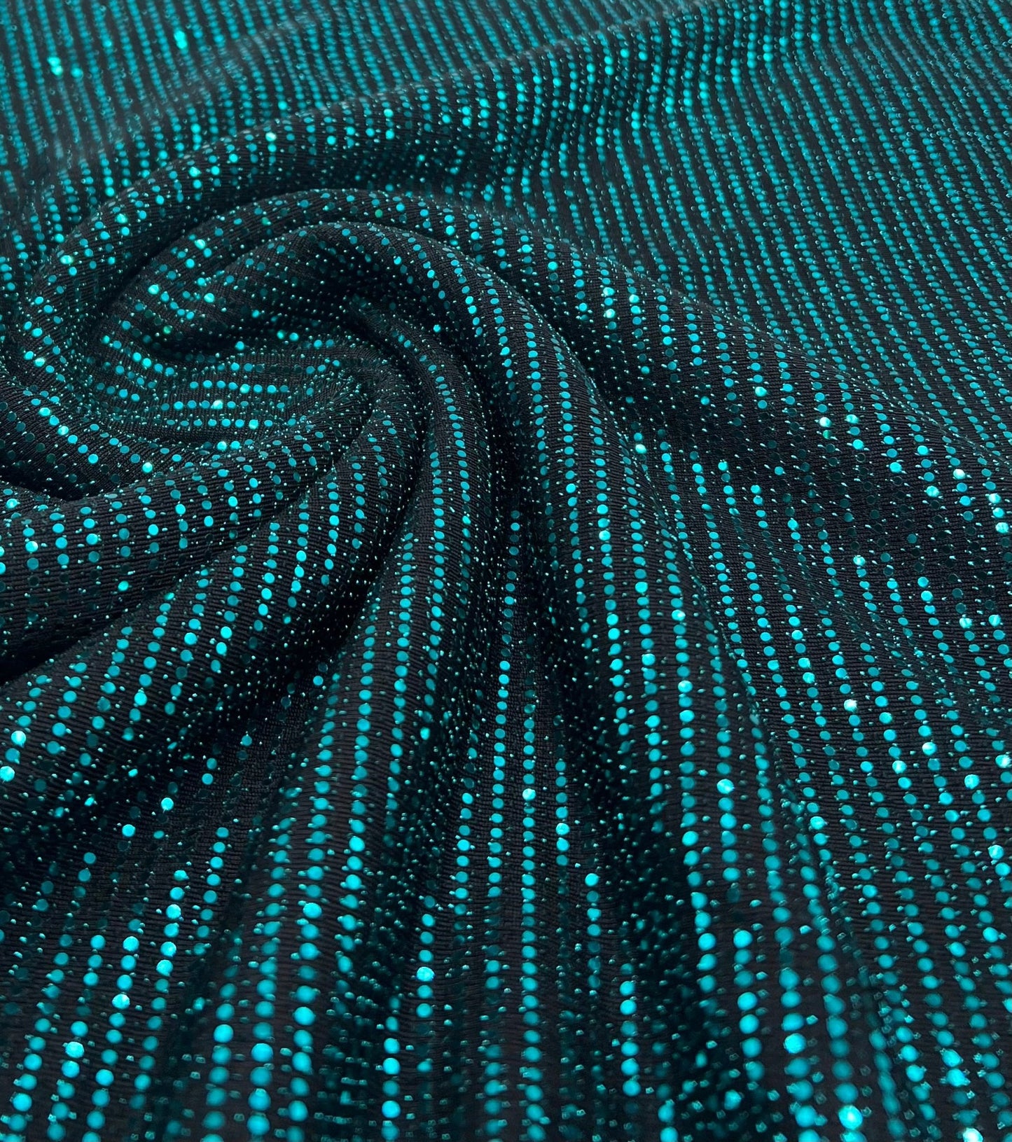 Teal Sequin Nylon Metallic Sparkle Stretch Fabric - T9 Fabrics