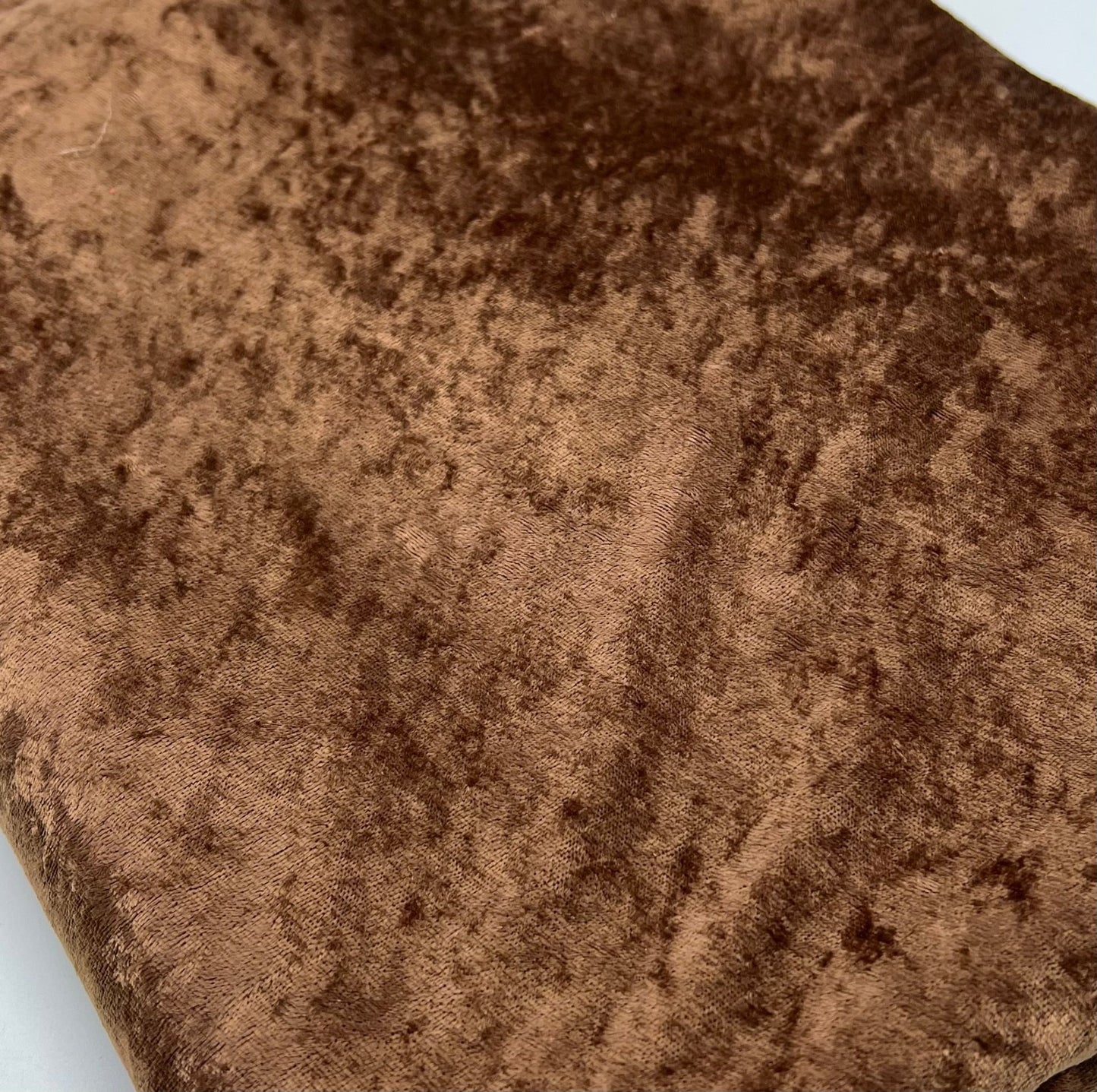 Toffee Brown Crushed Velour Spandex Stretch Fabric - T9 Fabrics