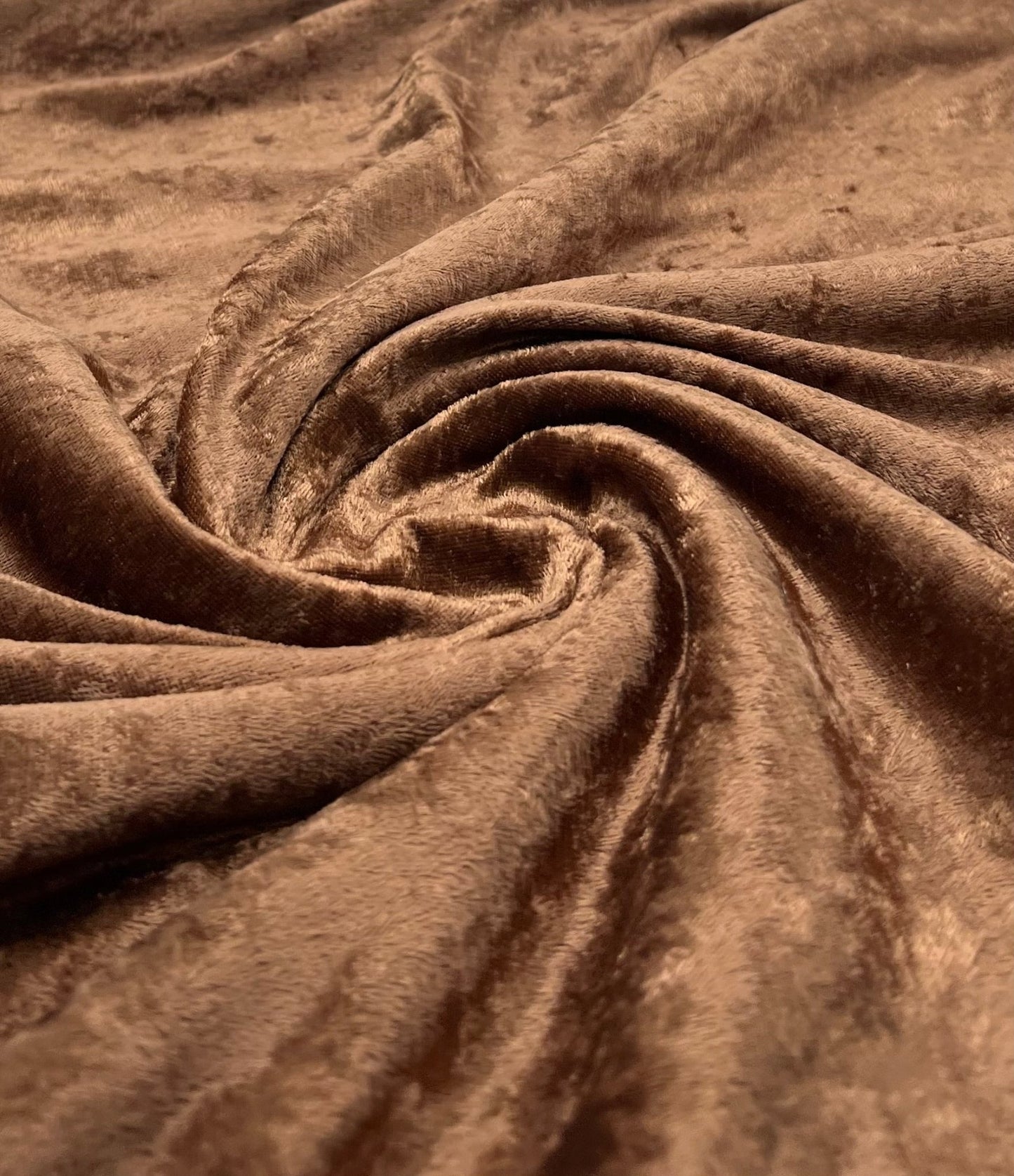 Toffee Brown Crushed Velour Spandex Stretch Fabric - T9 Fabrics