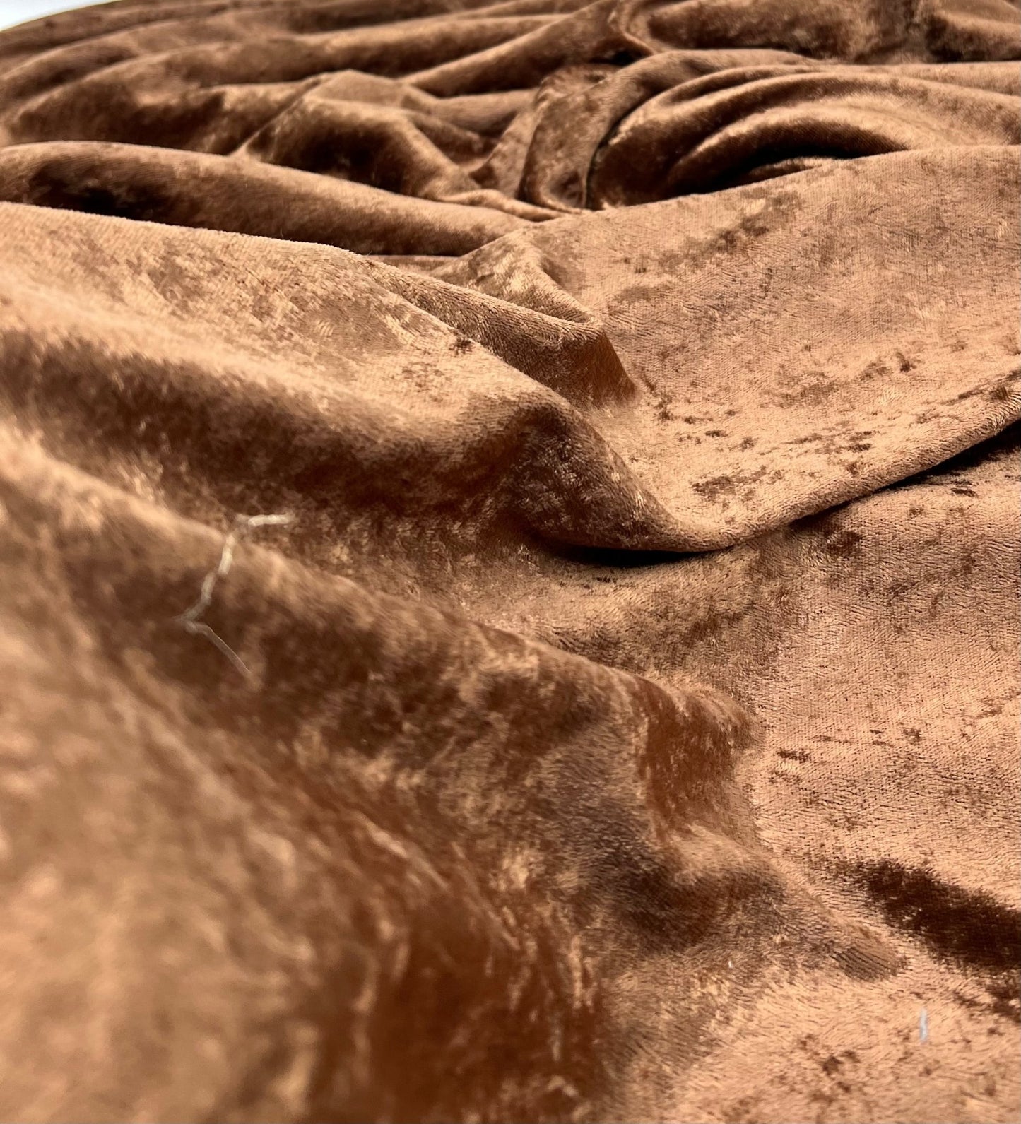 Toffee Brown Crushed Velour Spandex Stretch Fabric - T9 Fabrics