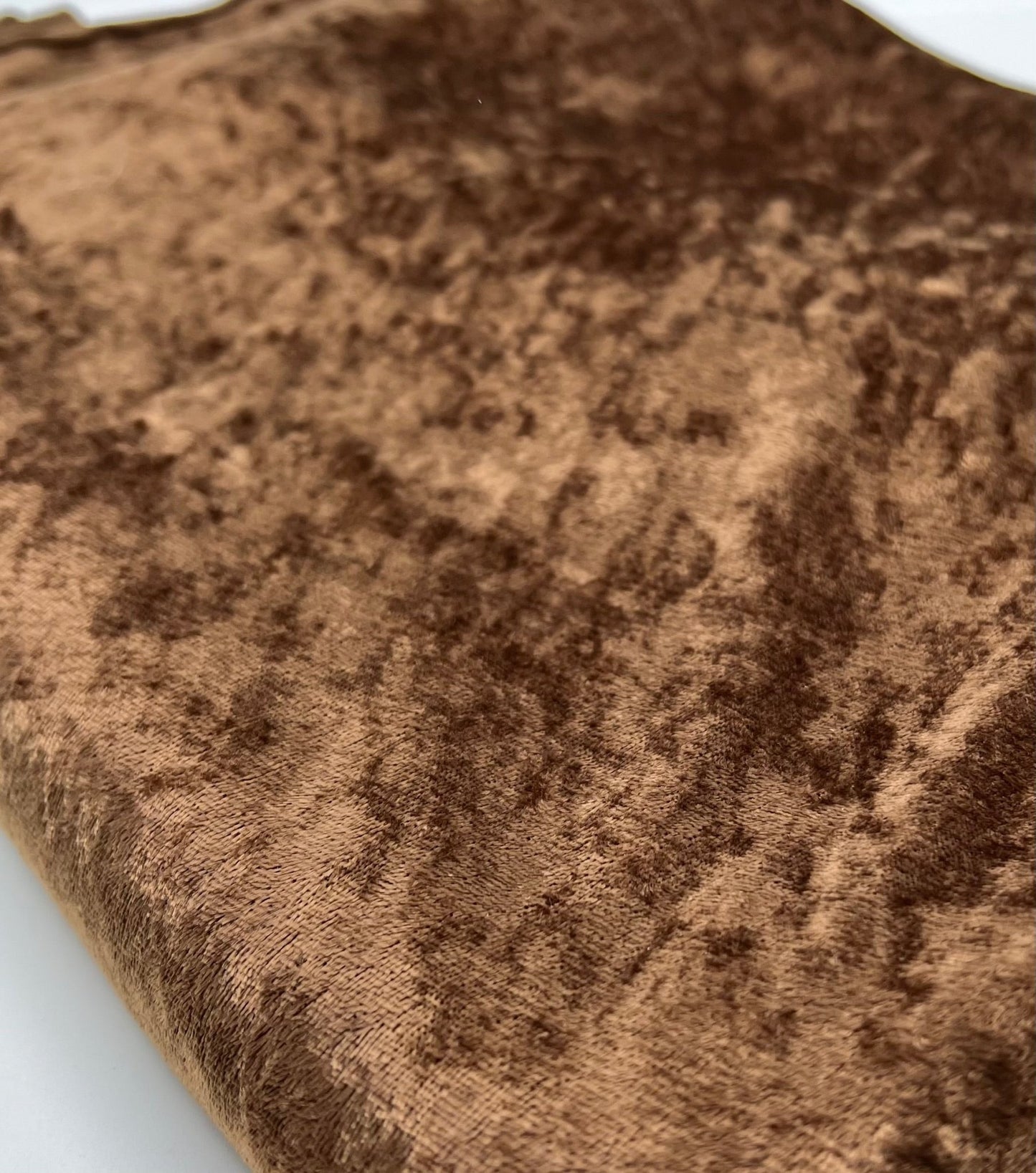 Toffee Brown Crushed Velour Spandex Stretch Fabric - T9 Fabrics
