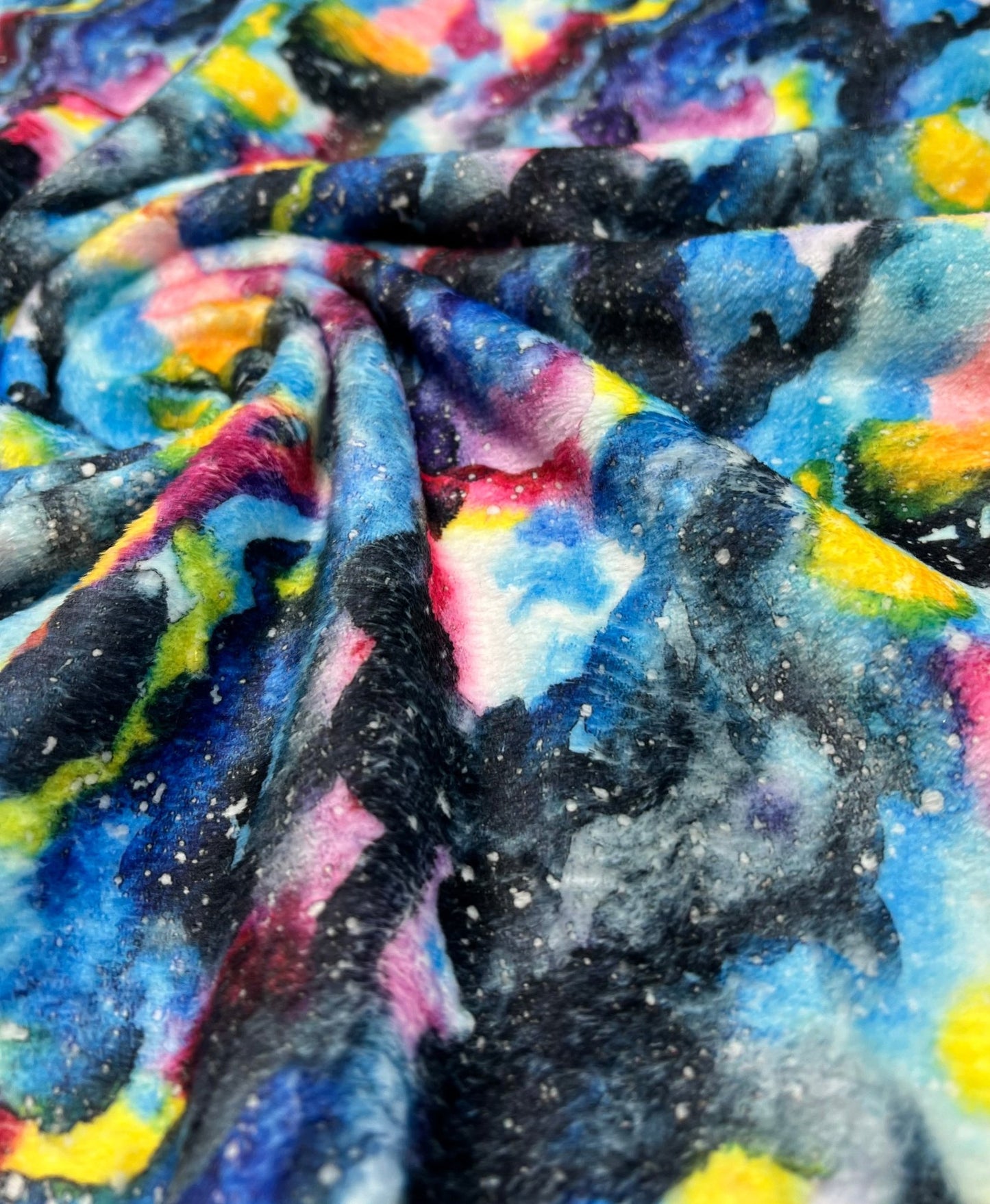 Watercolour Rainbow Galaxy Cuddle Fleece Fabric Blanket Loungewear - T9 Fabrics