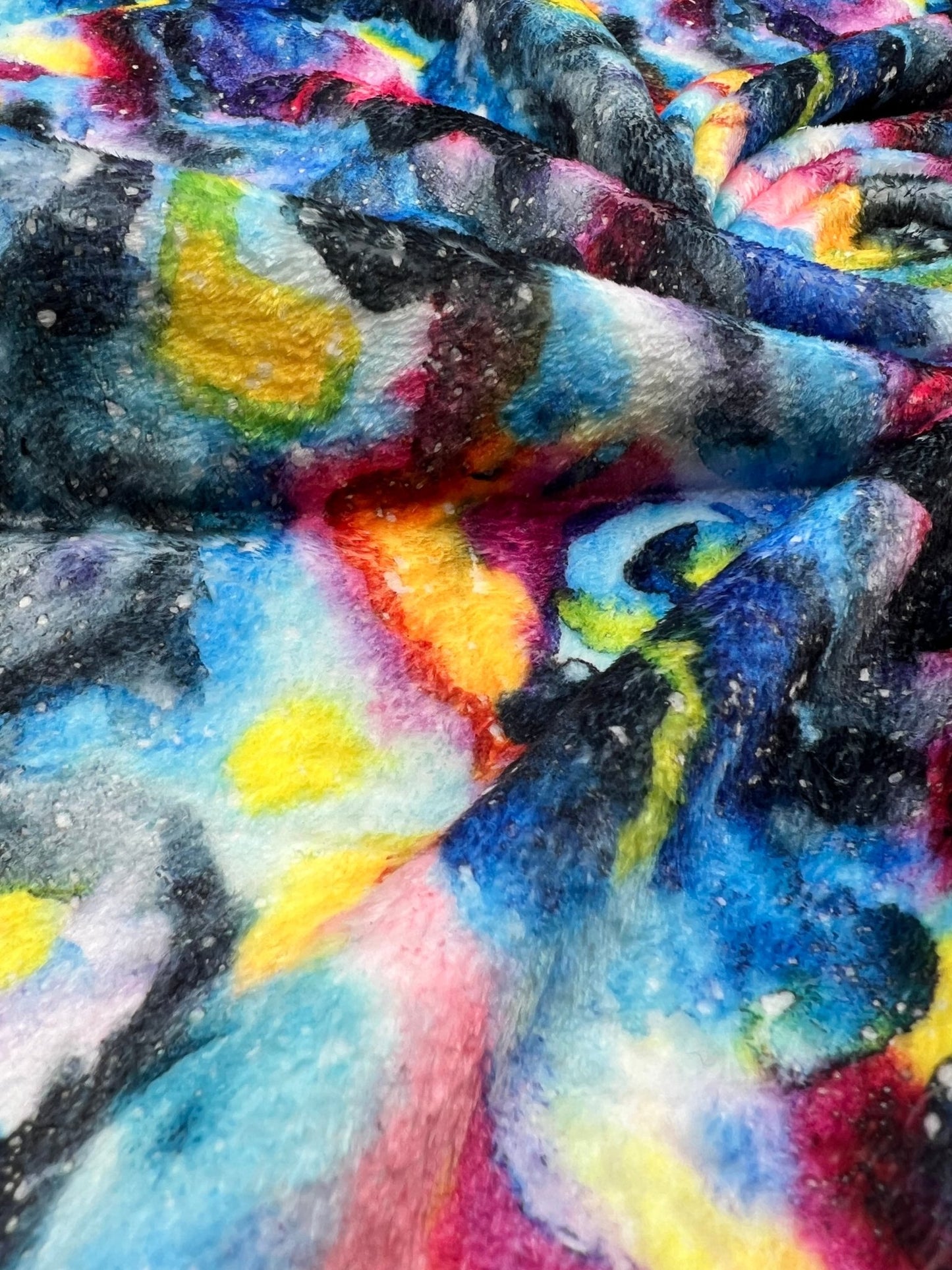 Watercolour Rainbow Galaxy Cuddle Fleece Fabric Blanket Loungewear - T9 Fabrics