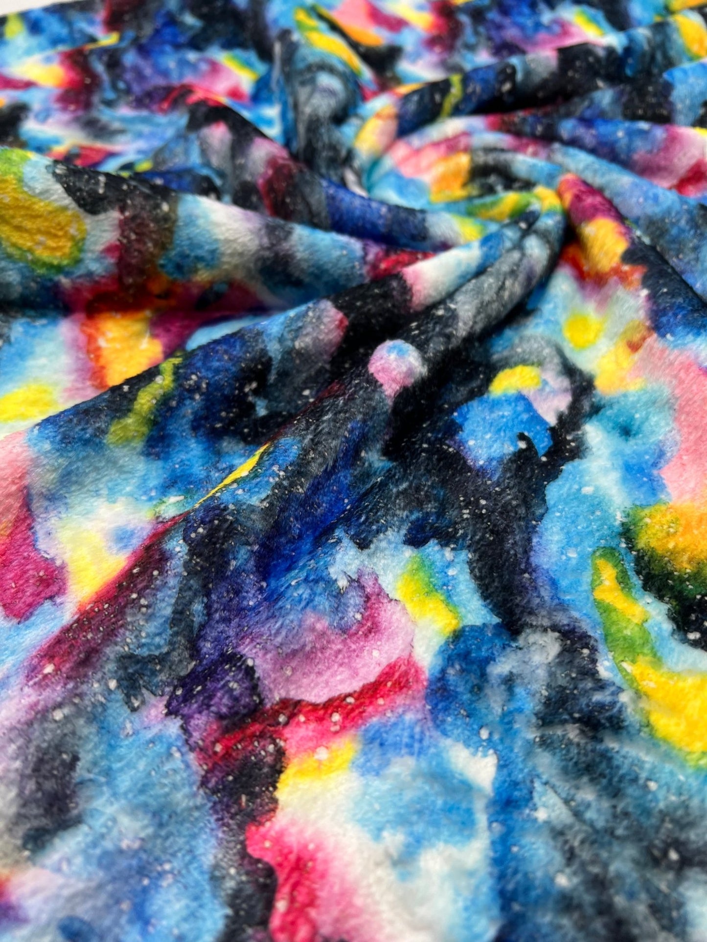 Watercolour Rainbow Galaxy Cuddle Fleece Fabric Blanket Loungewear - T9 Fabrics