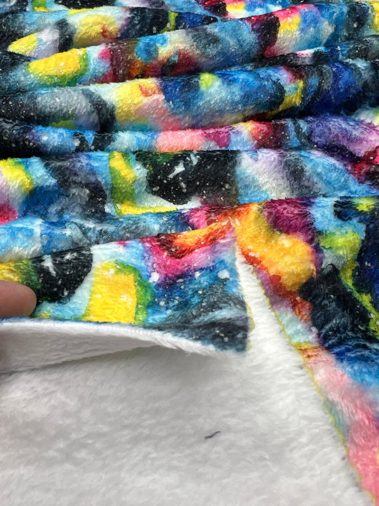 Watercolour Rainbow Galaxy Cuddle Fleece Fabric Blanket Loungewear - T9 Fabrics
