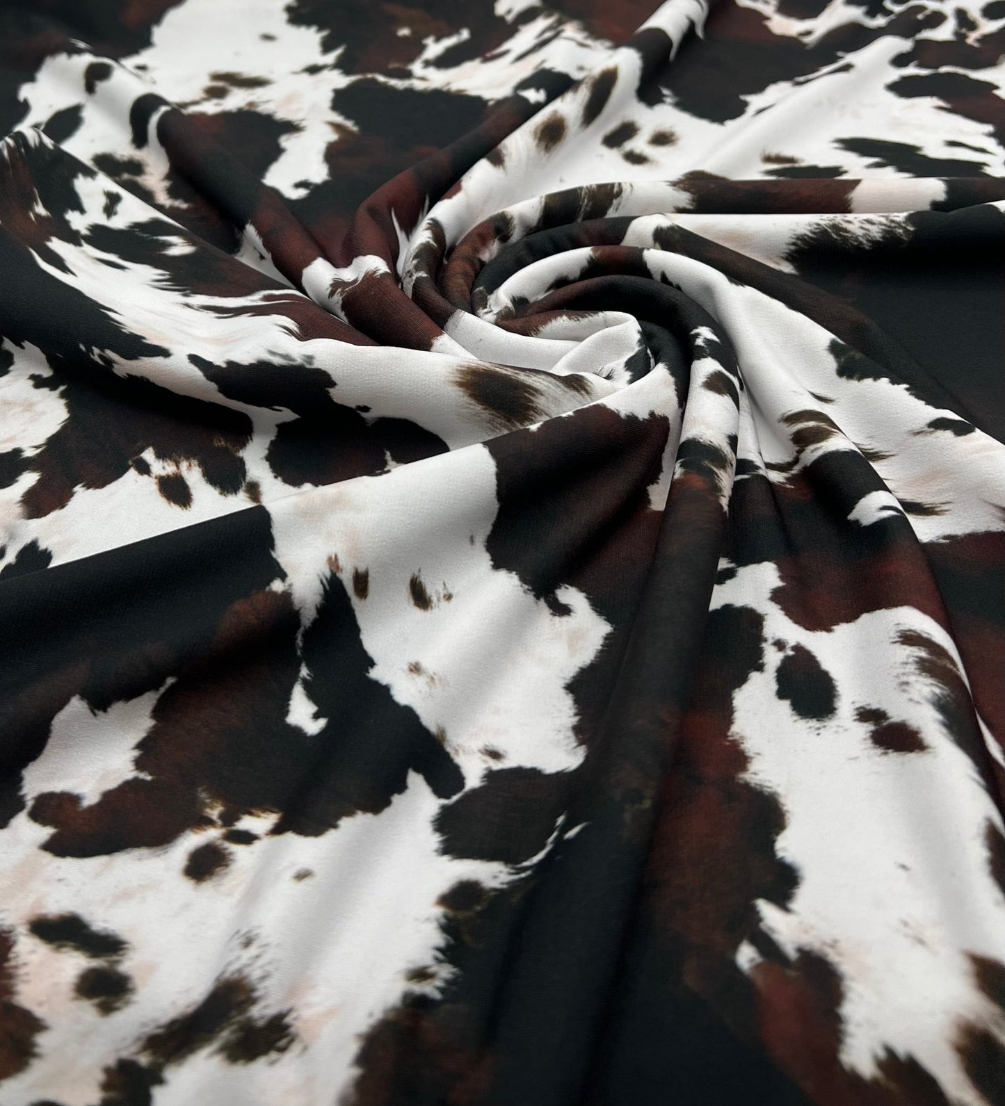 White Brown Cow Animal Print ITY Fabric 4 Way Stretch - T9 Fabrics