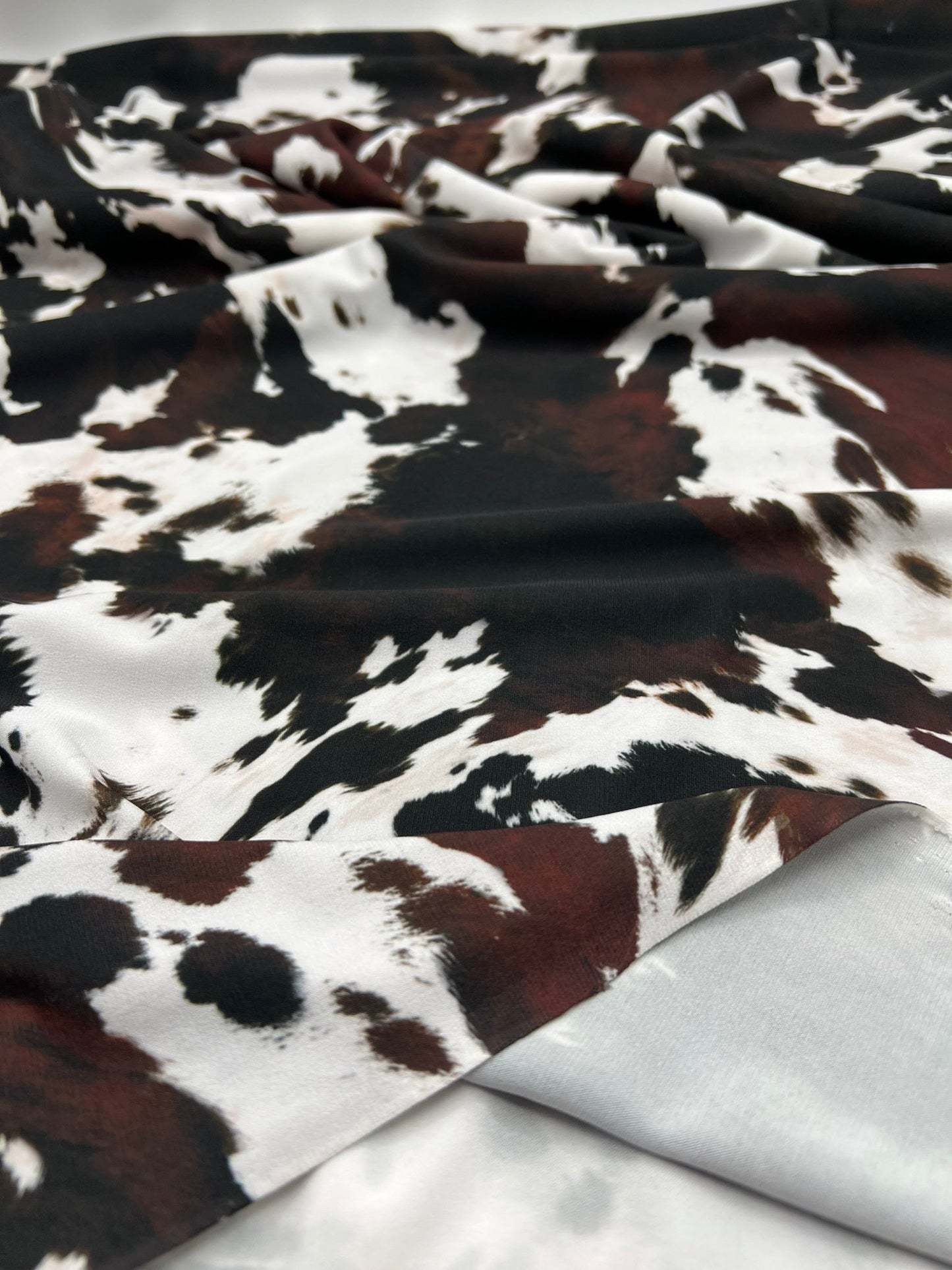 White Brown Cow Animal Print ITY Fabric 4 Way Stretch - T9 Fabrics