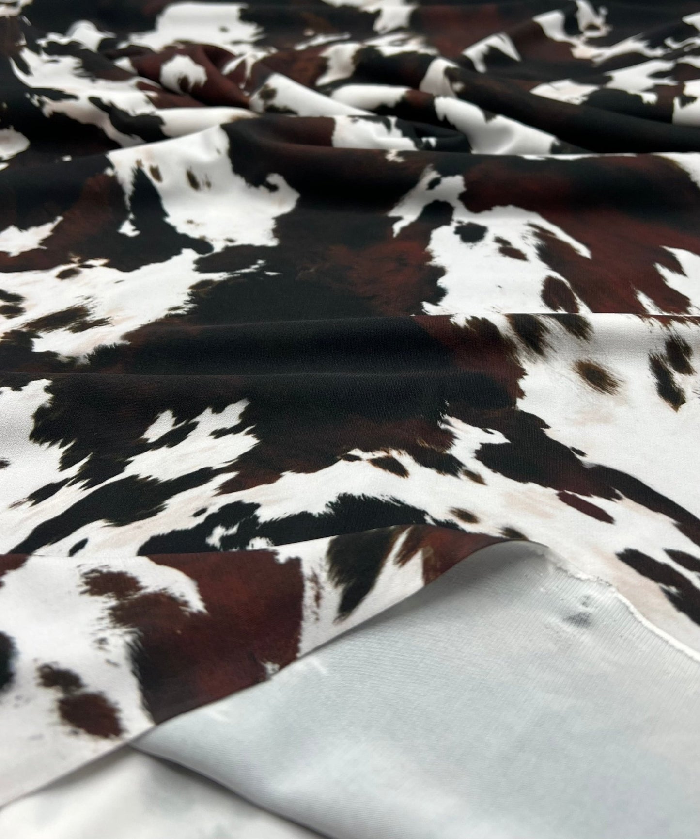 White Brown Cow Animal Print ITY Fabric 4 Way Stretch - T9 Fabrics