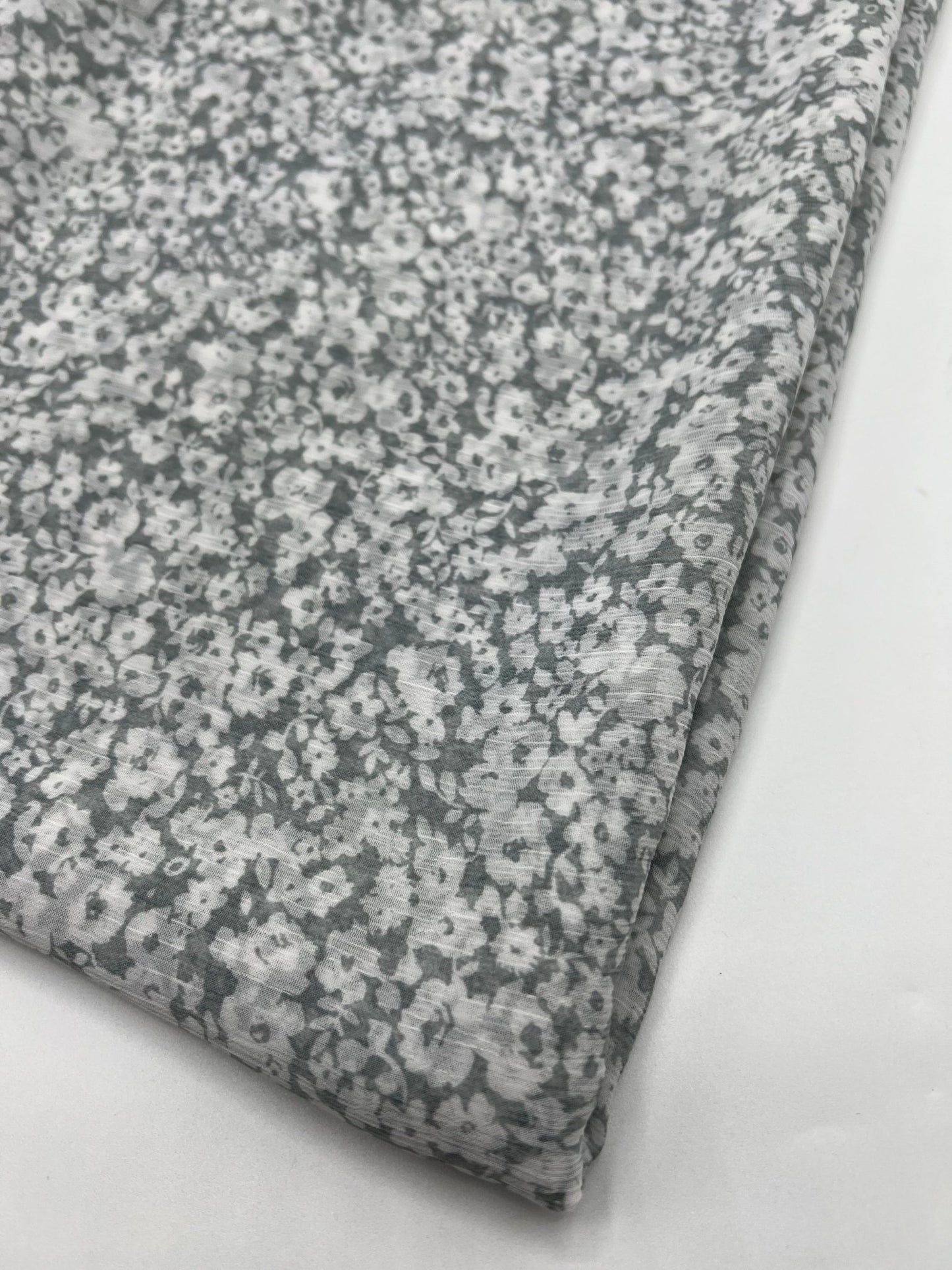 White Ditsy Floral Printed Chiffon Dress Fabric - T9 Fabrics
