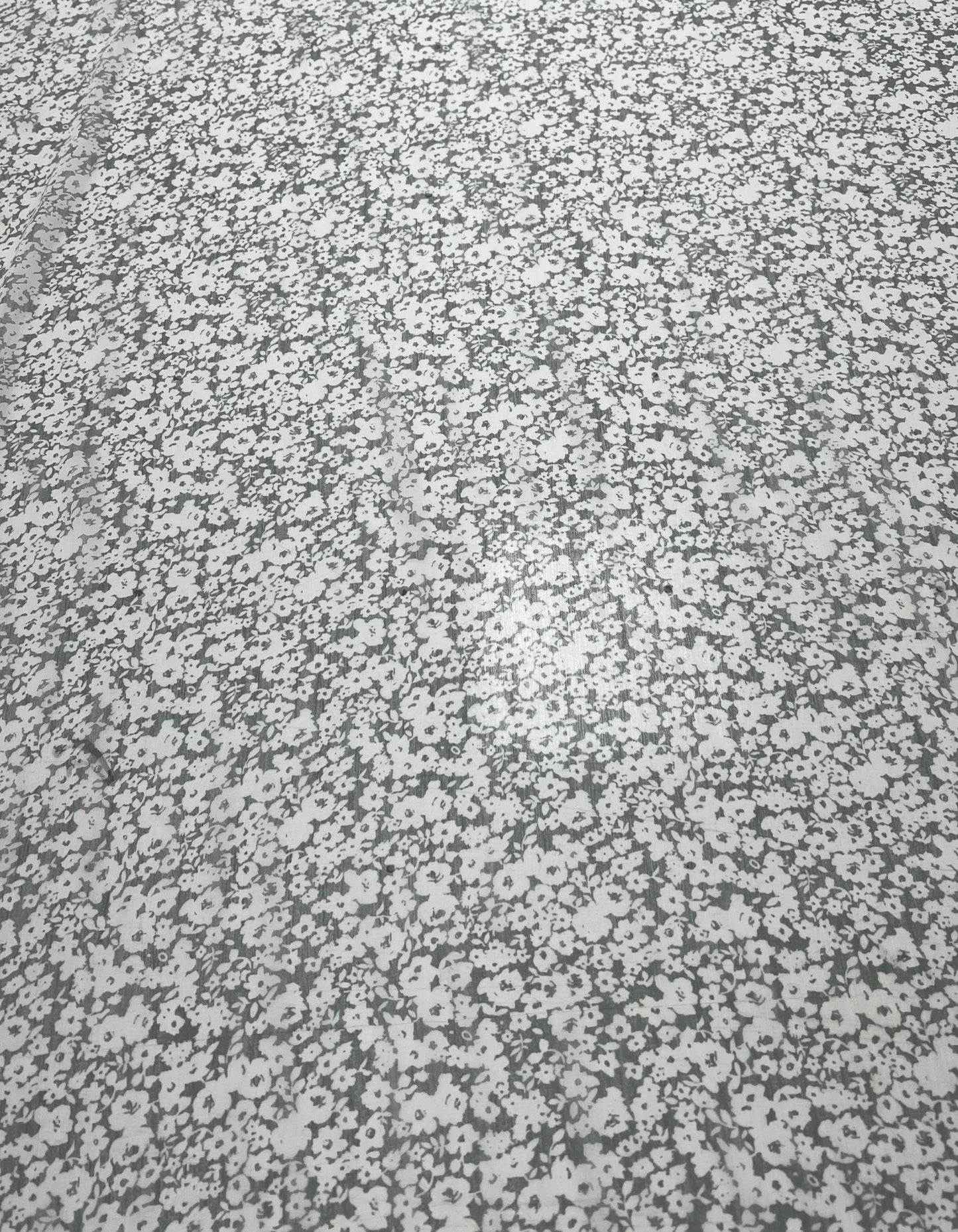 White Ditsy Floral Printed Chiffon Dress Fabric - T9 Fabrics