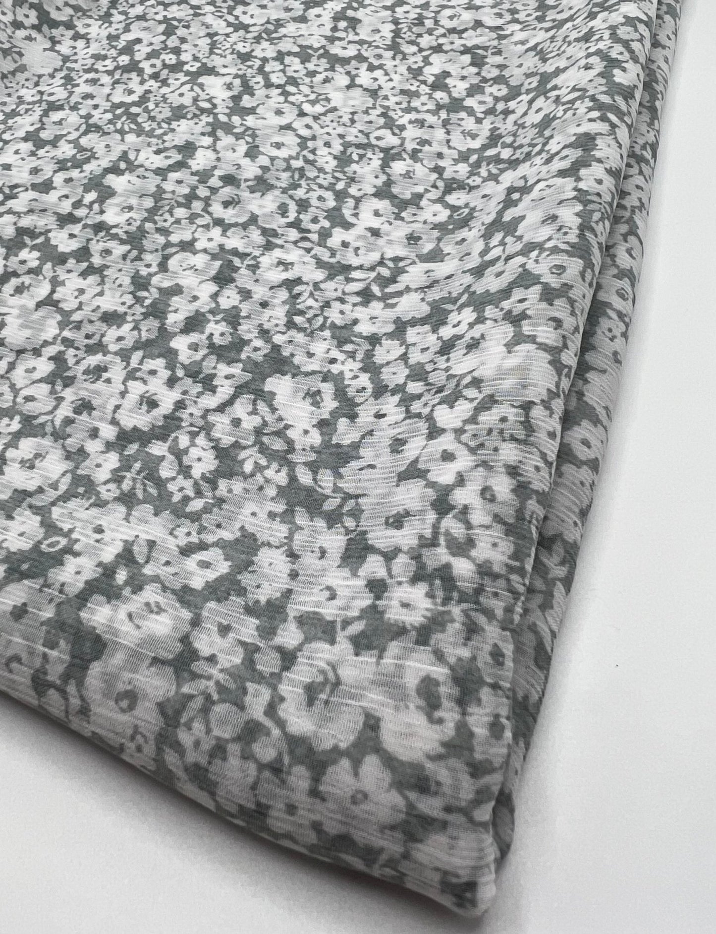 White Ditsy Floral Printed Chiffon Dress Fabric - T9 Fabrics