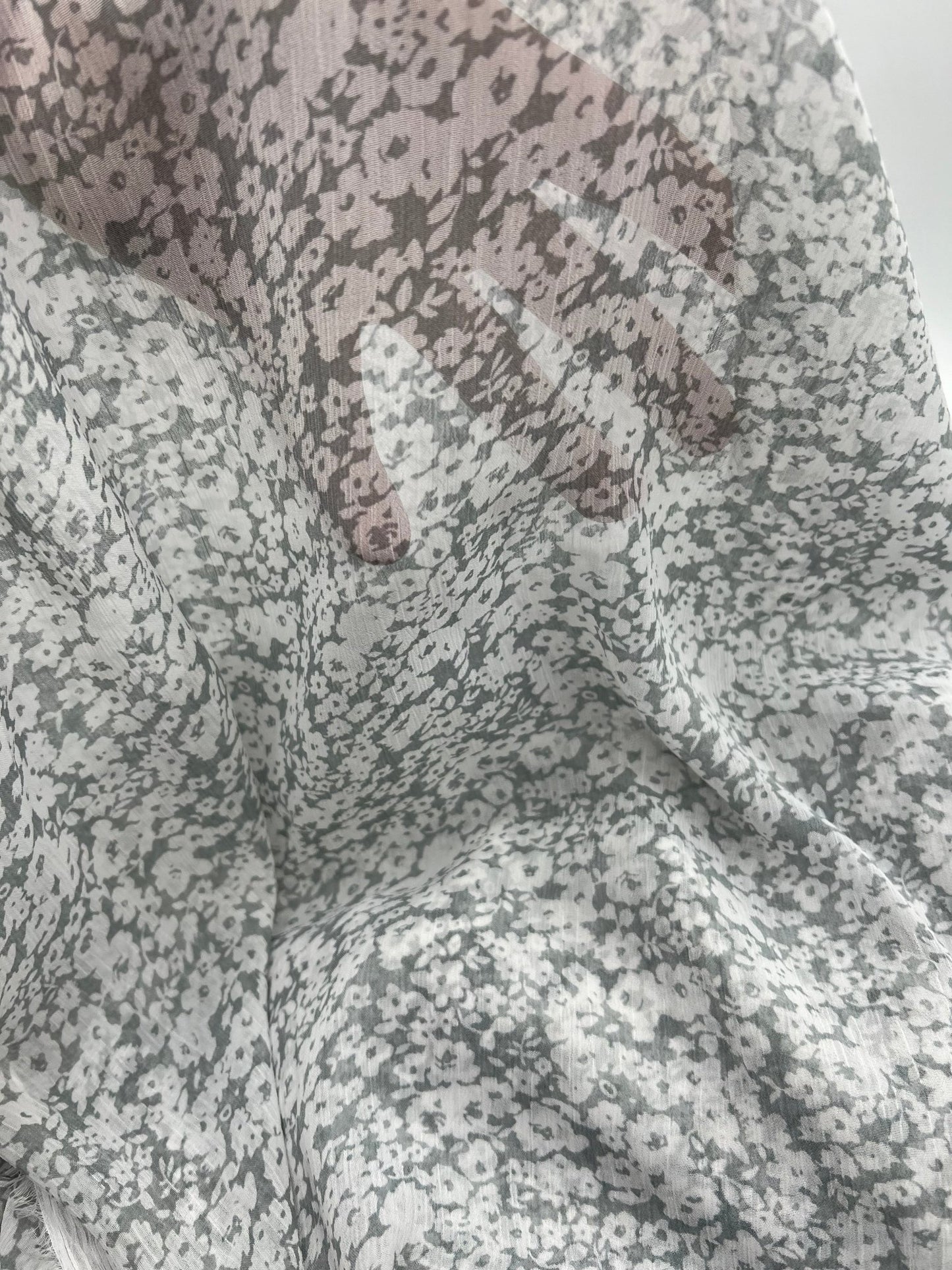 White Ditsy Floral Printed Chiffon Dress Fabric - T9 Fabrics