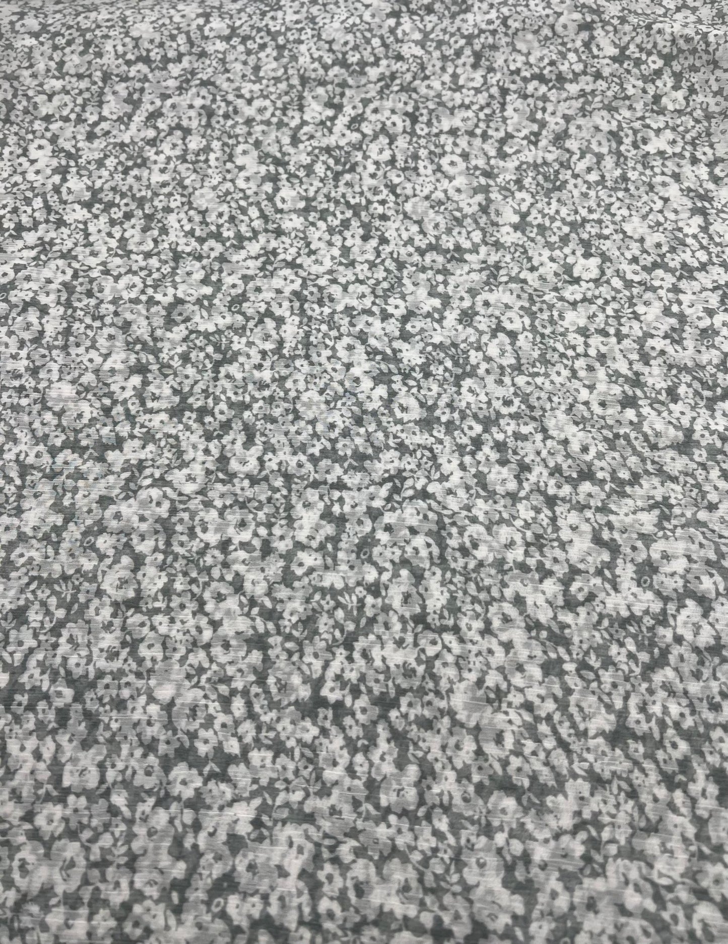 White Ditsy Floral Printed Chiffon Dress Fabric - T9 Fabrics