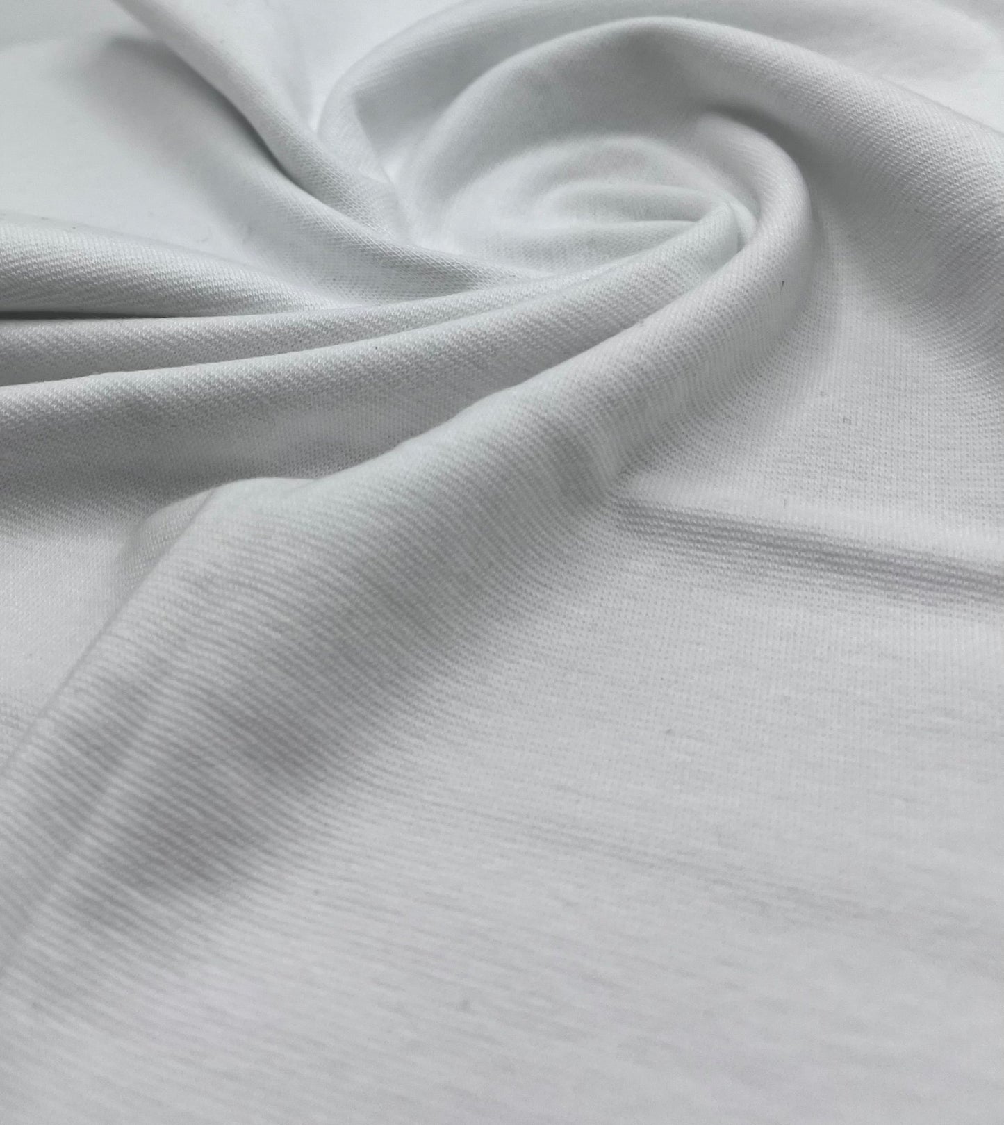 White Jersey Cuffing Ribbing Fabric 270 GSM Cotton Knit 70cm Wide - T9 Fabrics