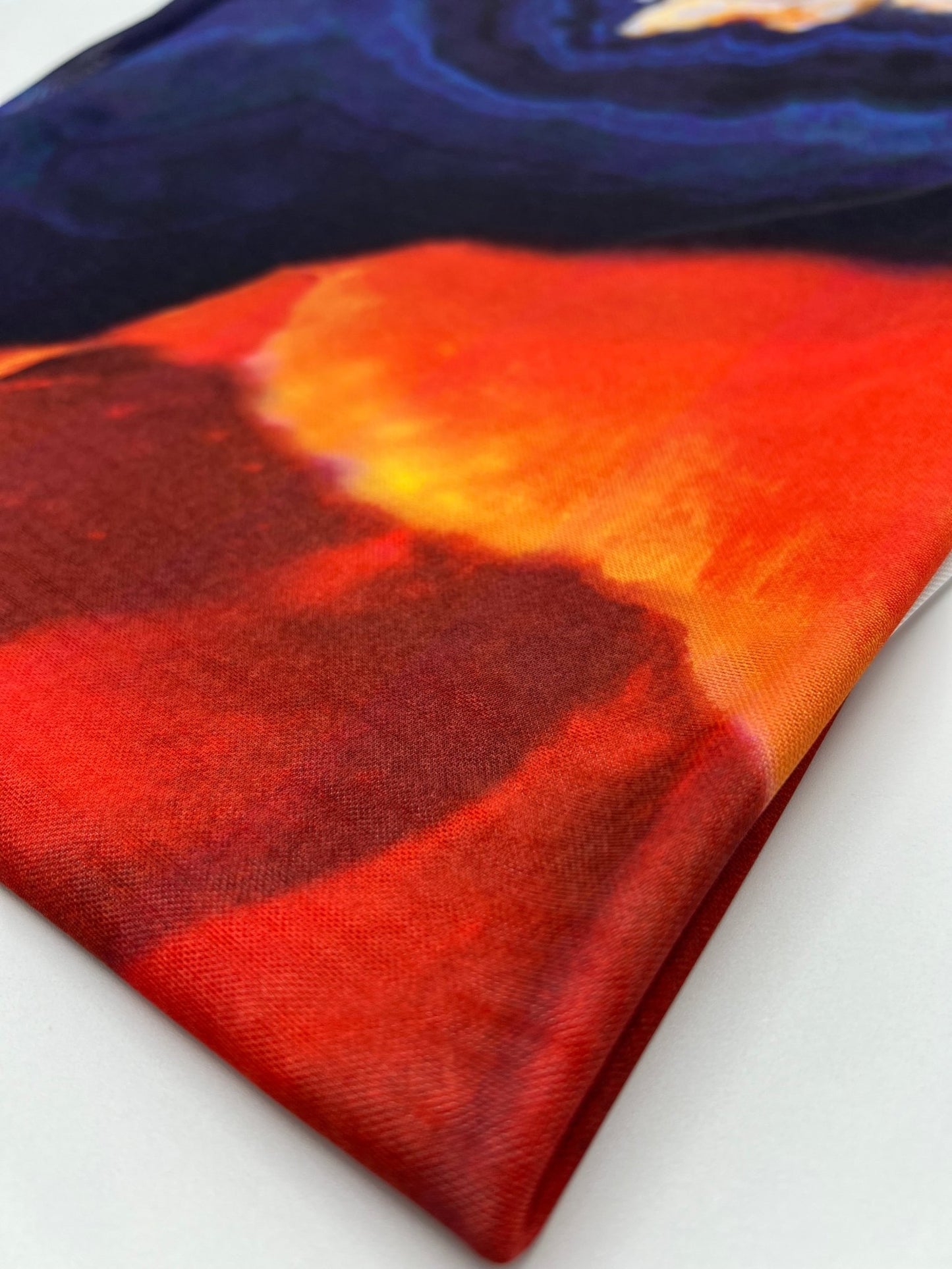 White Navy Red Print Mesh Fabric Stretch - T9 Fabrics