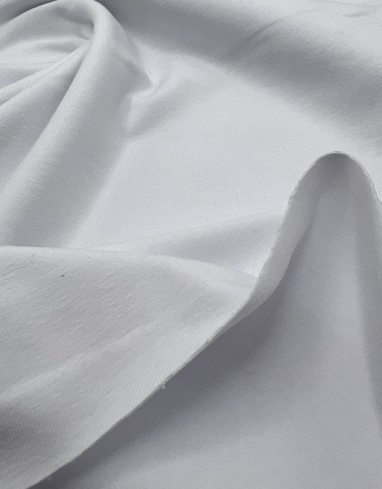 White Plain Cotton Stretch Jersey 240 GSM 92/8 Lycra Jersey, 4 Way Stretch, Sold By Metre - T9 Fabrics