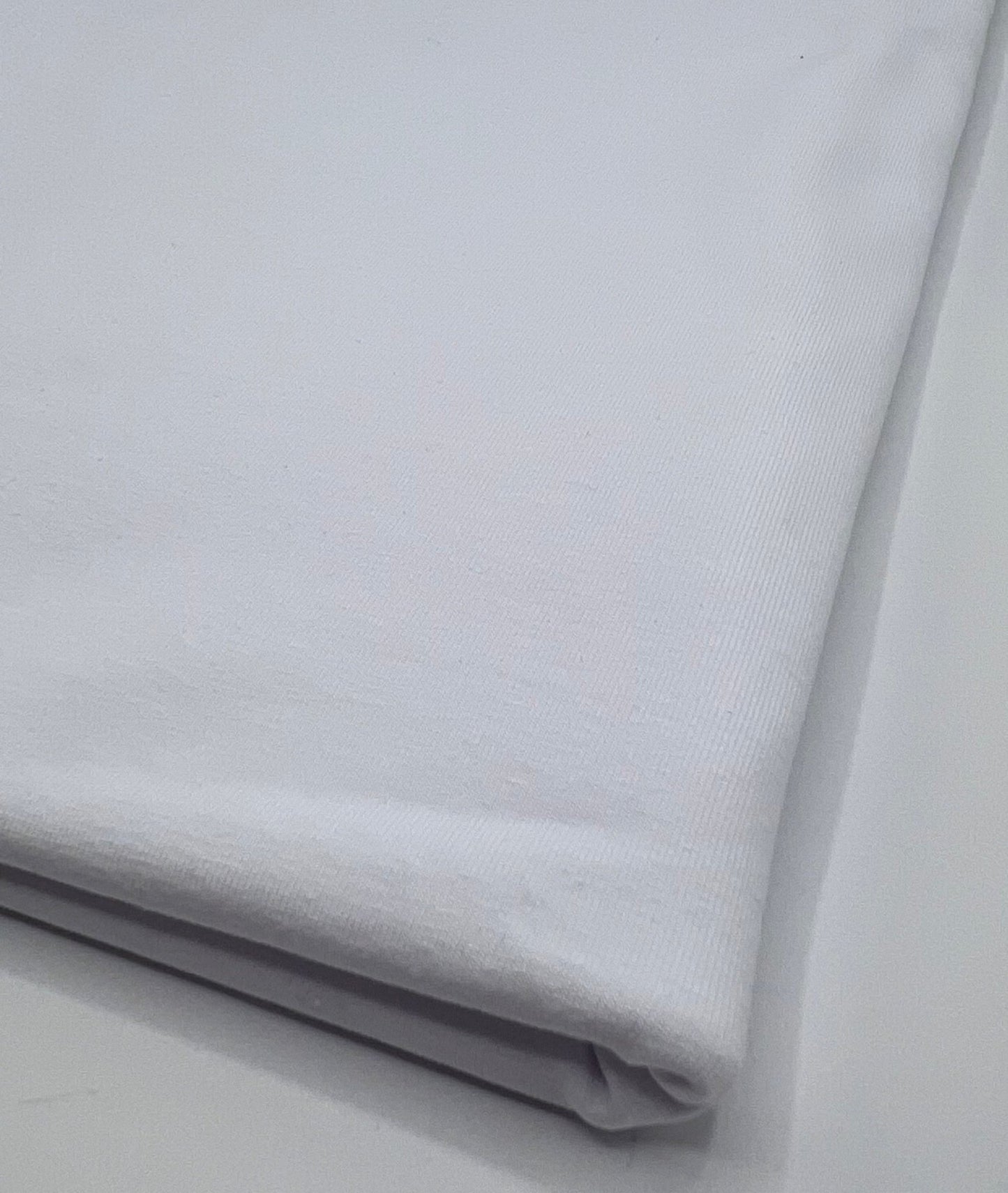 White Plain Cotton Stretch Jersey 240 GSM 92/8 Lycra Jersey, 4 Way Stretch, Sold By Metre - T9 Fabrics