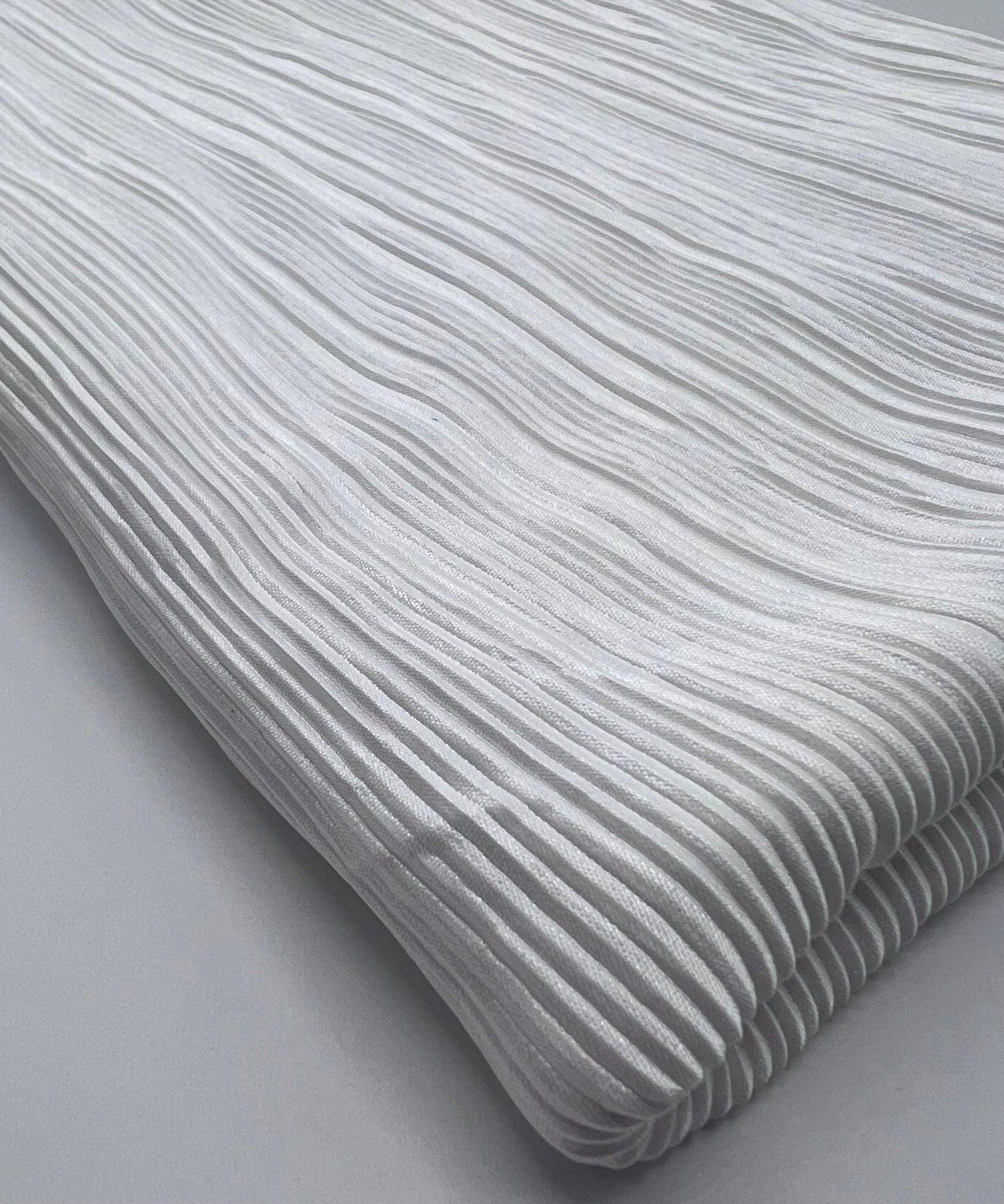 White Plisse Pleated 2 Way Stretch Fabric - T9 Fabrics