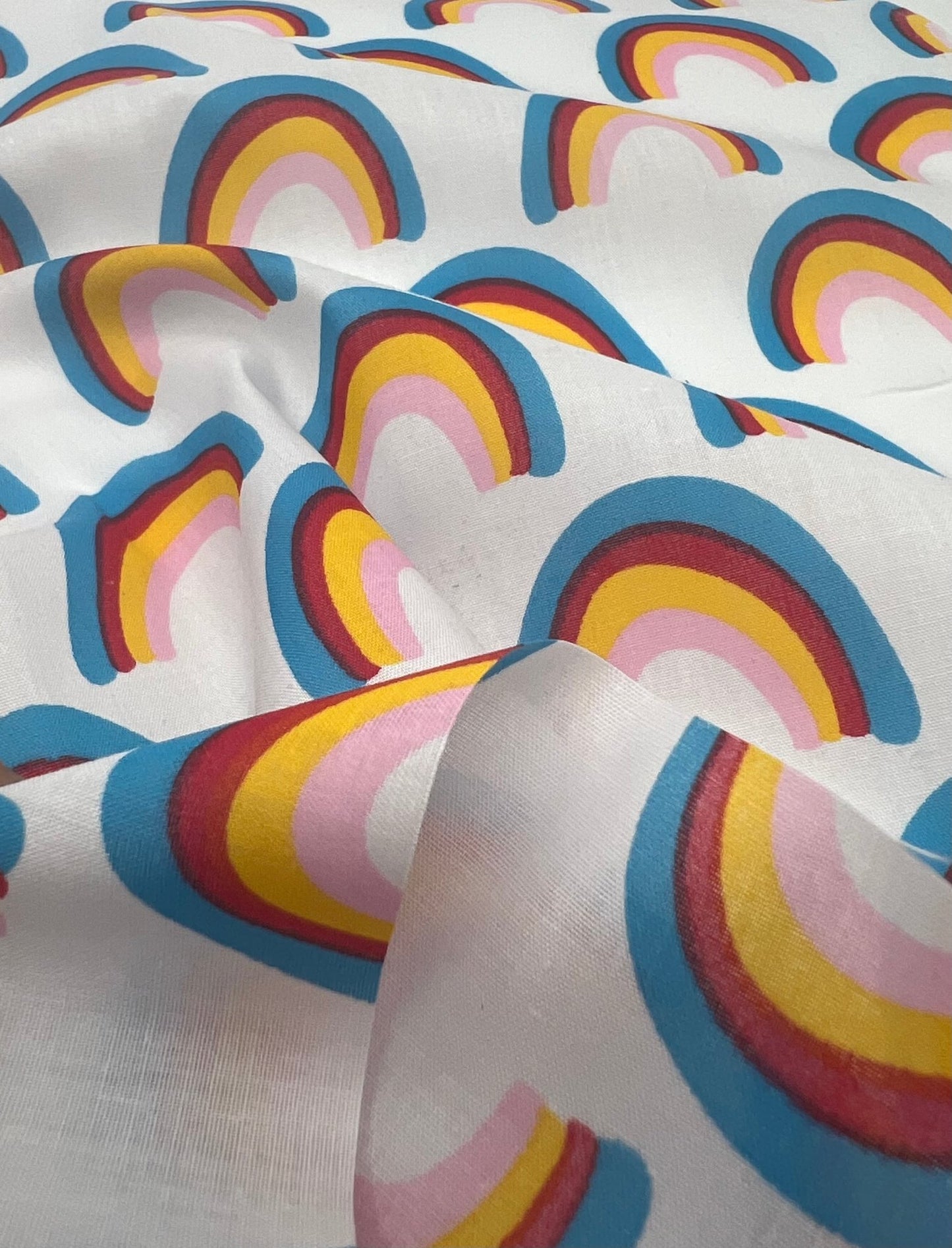 White Rainbow Printed Poly Cotton 90 GSM 80/20 44 Inch Non Stretch - T9 Fabrics